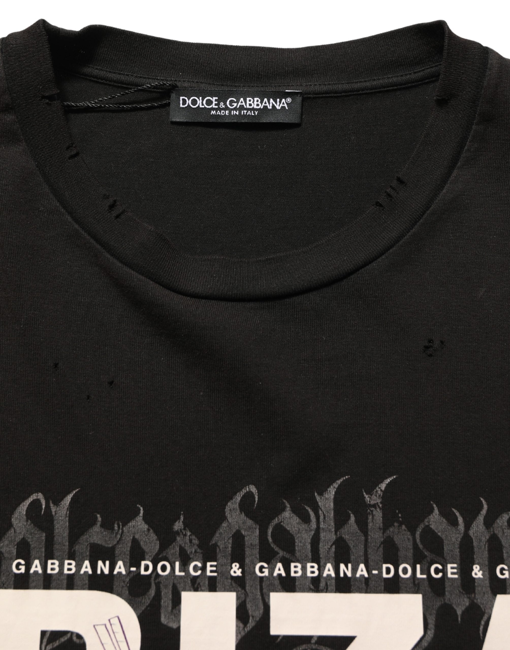 Dolce & Gabbana Schwarzes Tropical "IBIZA" Herren T-Shirt mit Rundhalsausschnitt