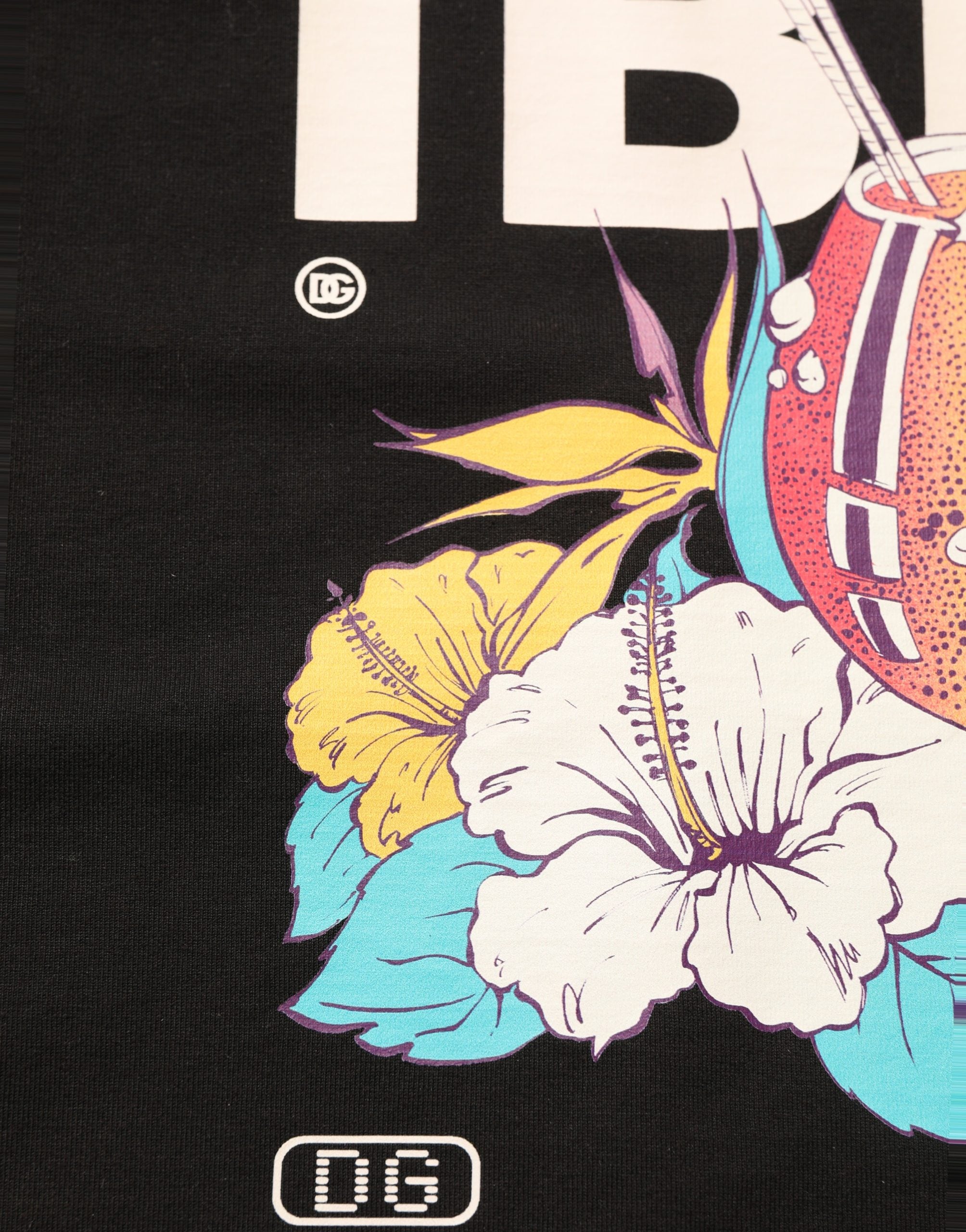 Dolce & Gabbana Schwarzes Tropical "IBIZA" Herren T-Shirt mit Rundhalsausschnitt