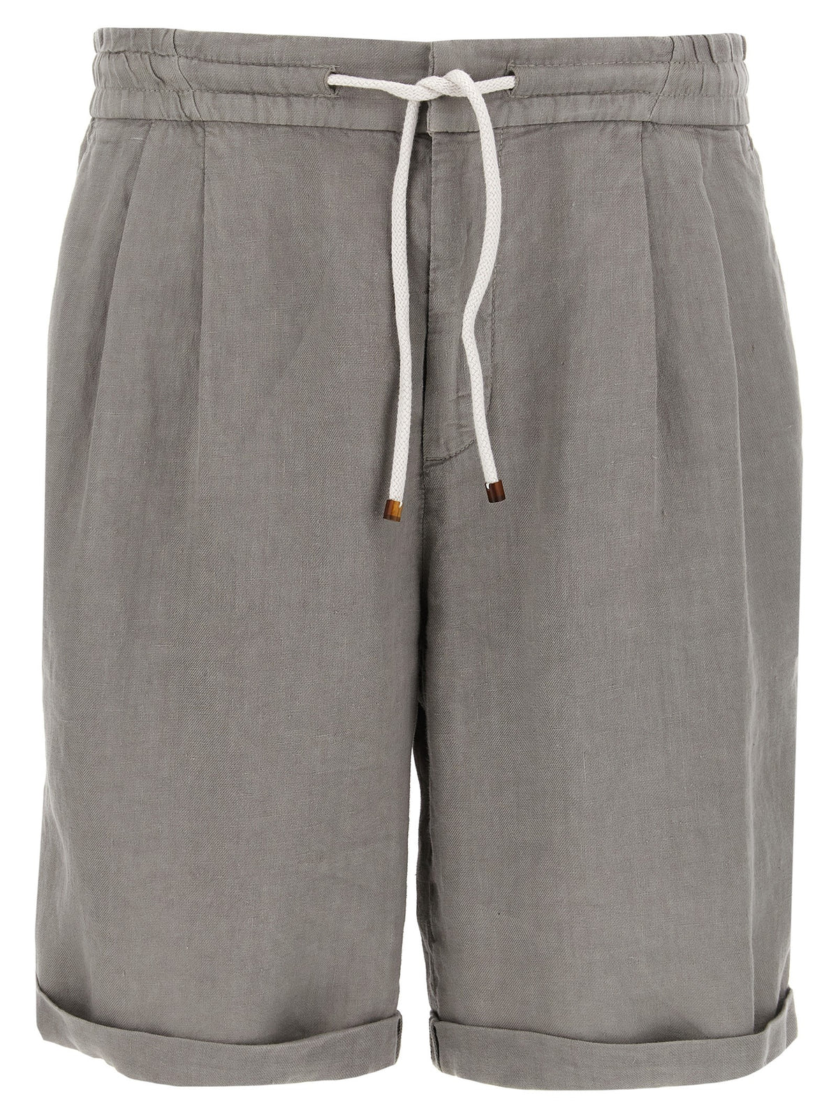 Brunello Cucinelli Graue Leinen-Bermudashorts