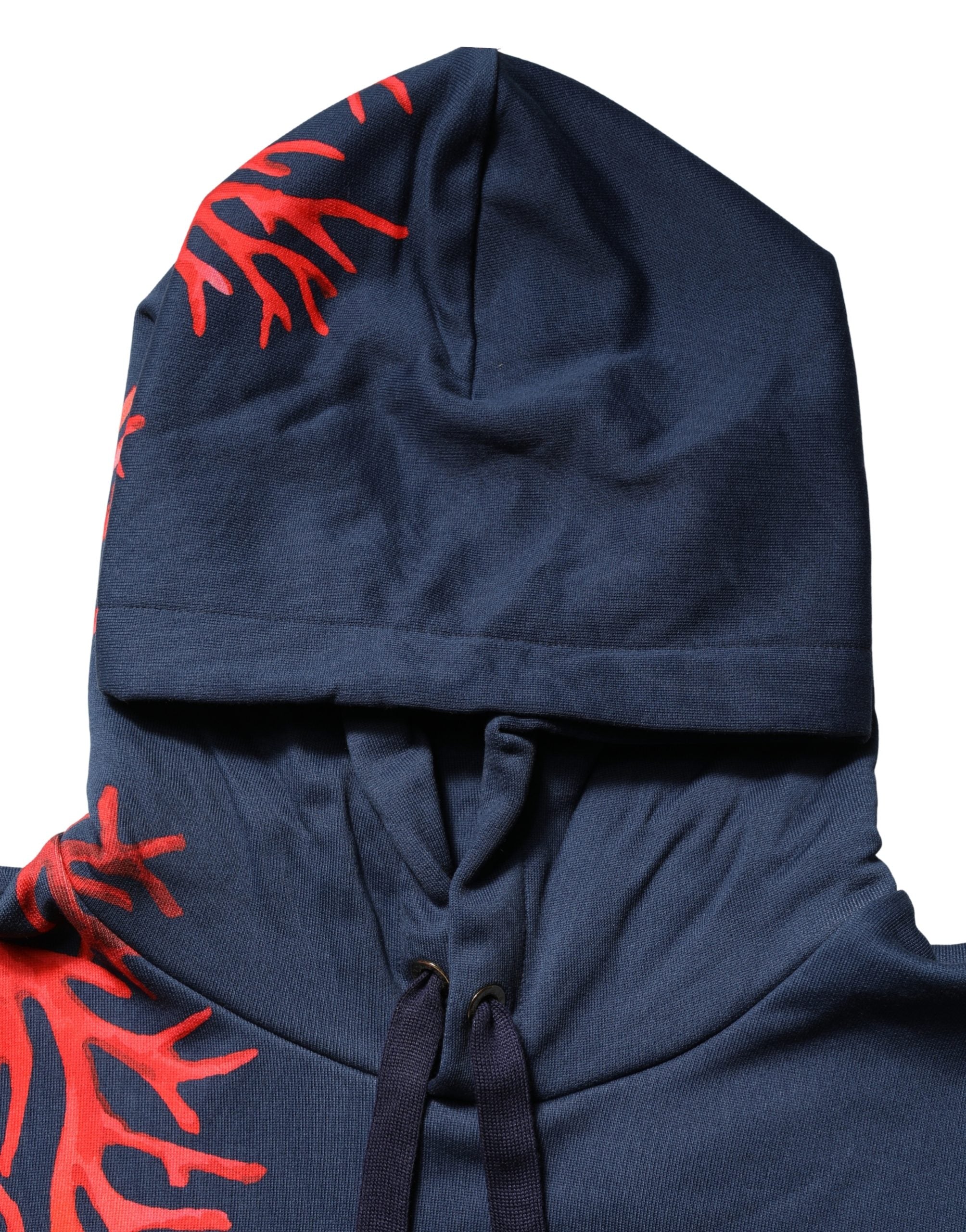 Dolce & Gabbana Blauer Kapuzenpullover aus Baumwolle mit Korallen-Logo