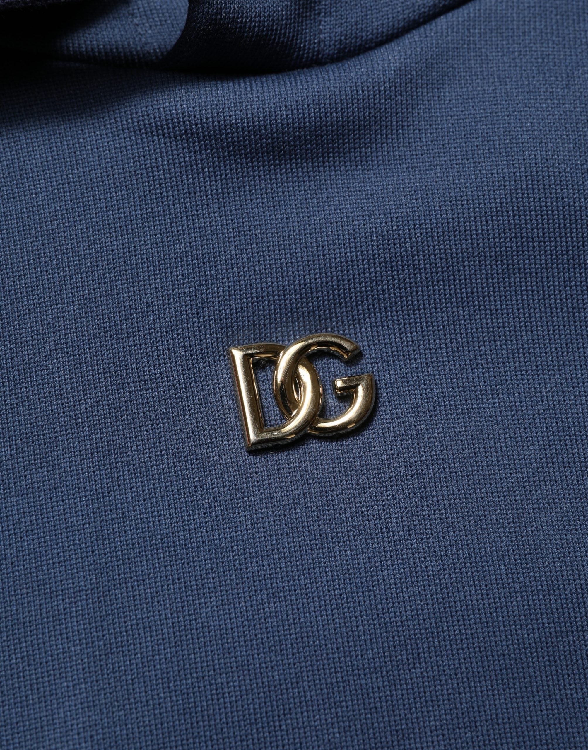 Dolce & Gabbana Blauer Kapuzenpullover aus Baumwolle mit Korallen-Logo