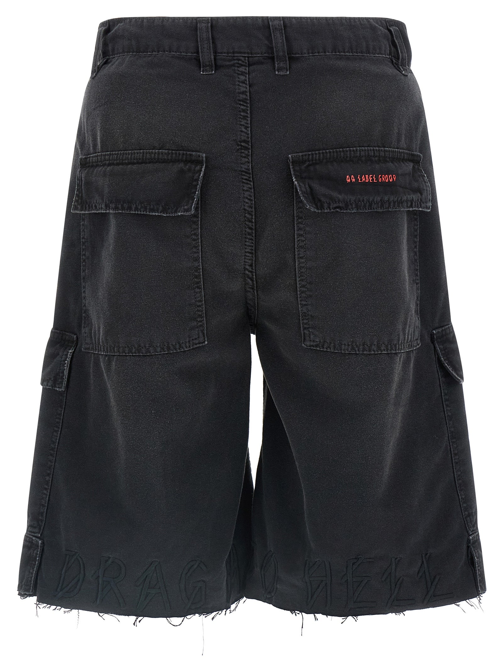 44 Label Group Schwarze Baumwoll-Bermudashorts