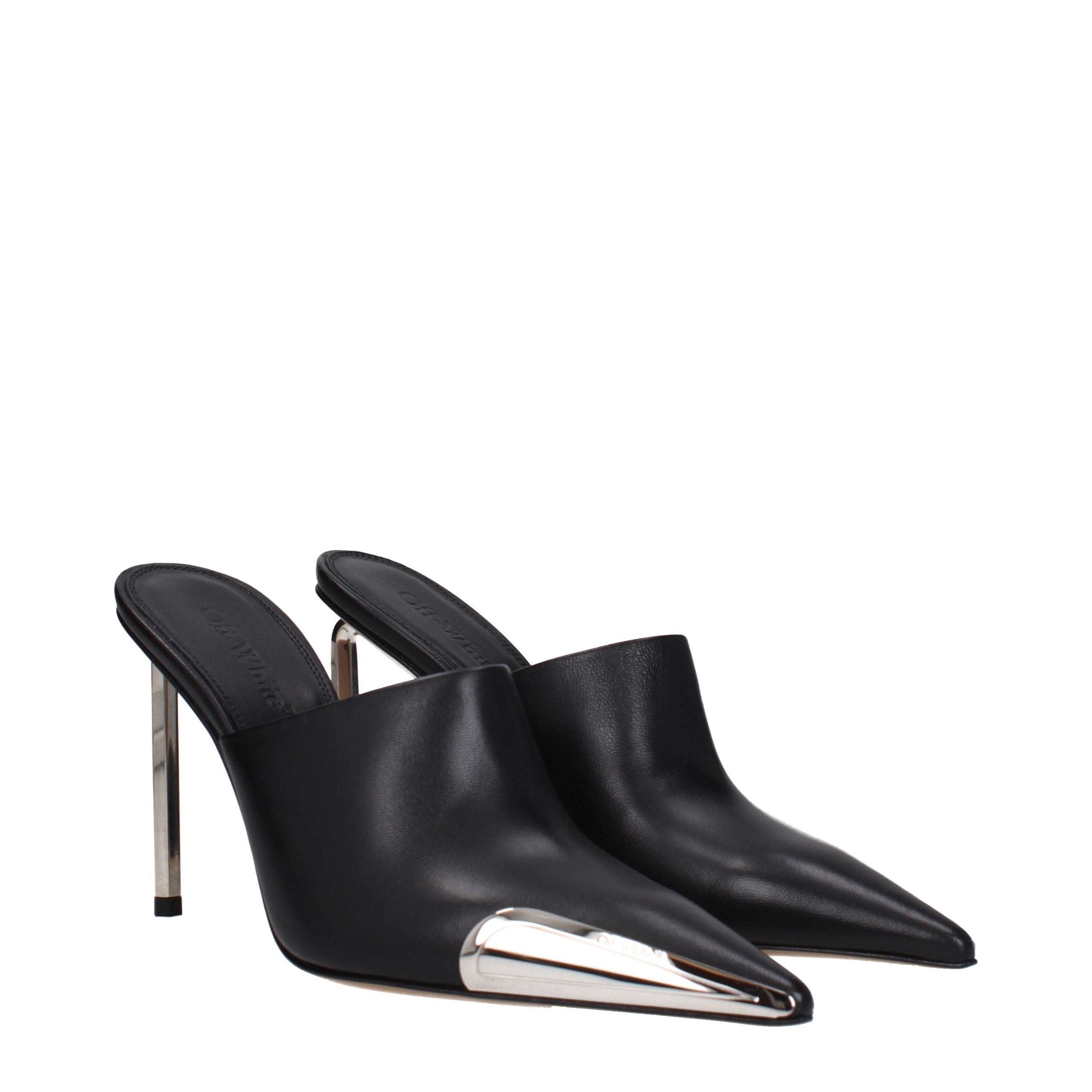 Off-White Schwarze Leder Pumps mit hohem Absatz