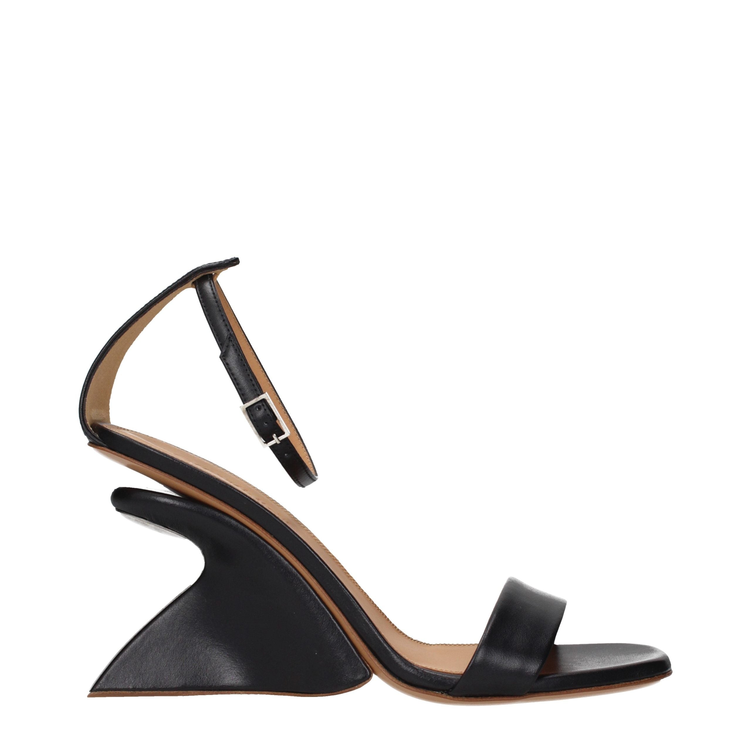 Off-White Schwarze Leder-Stiletto-Sandalen