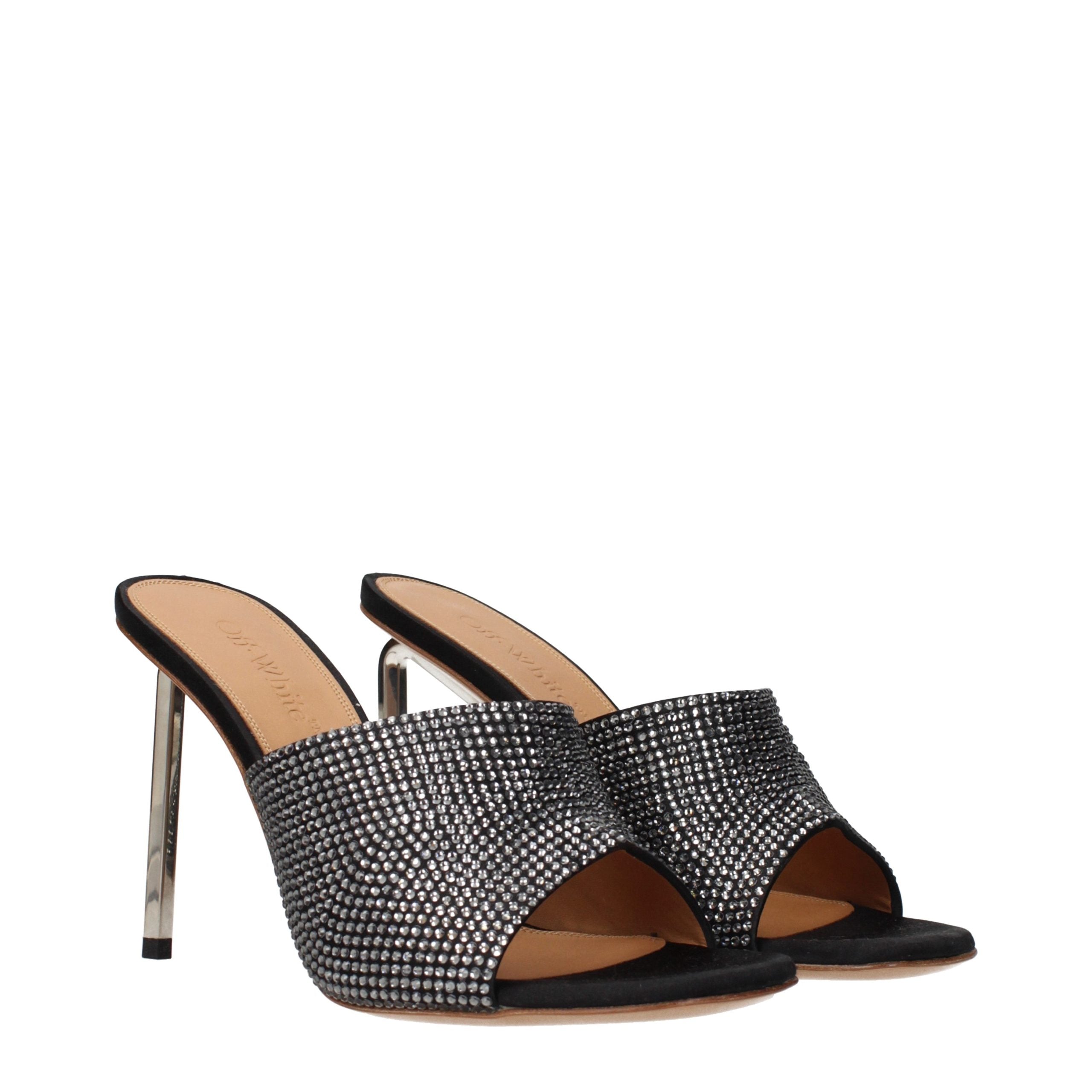 Off-White Schwarze Stiletto-Sandalen aus Satin