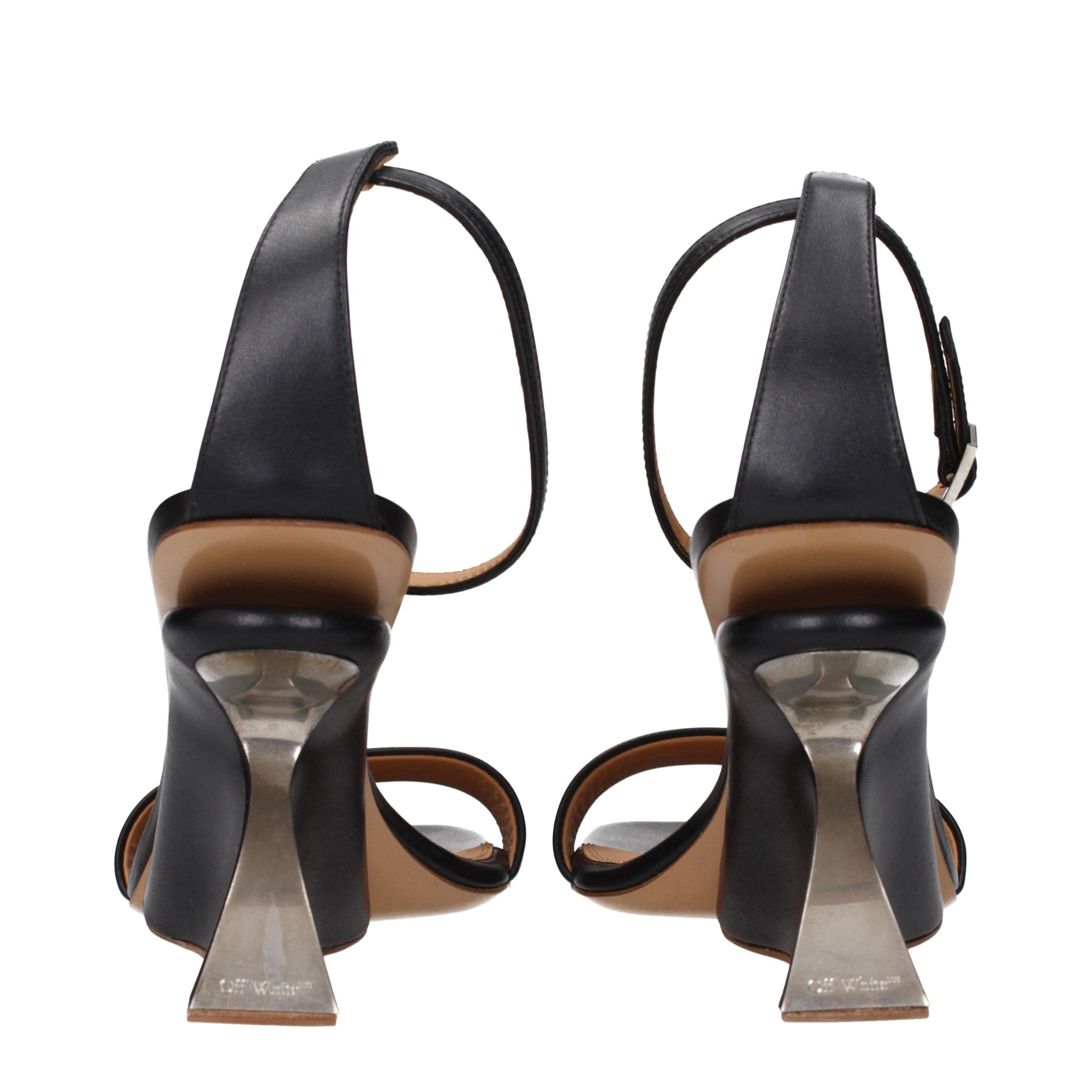 Off-White Schwarze Leder-Stiletto-Sandalen