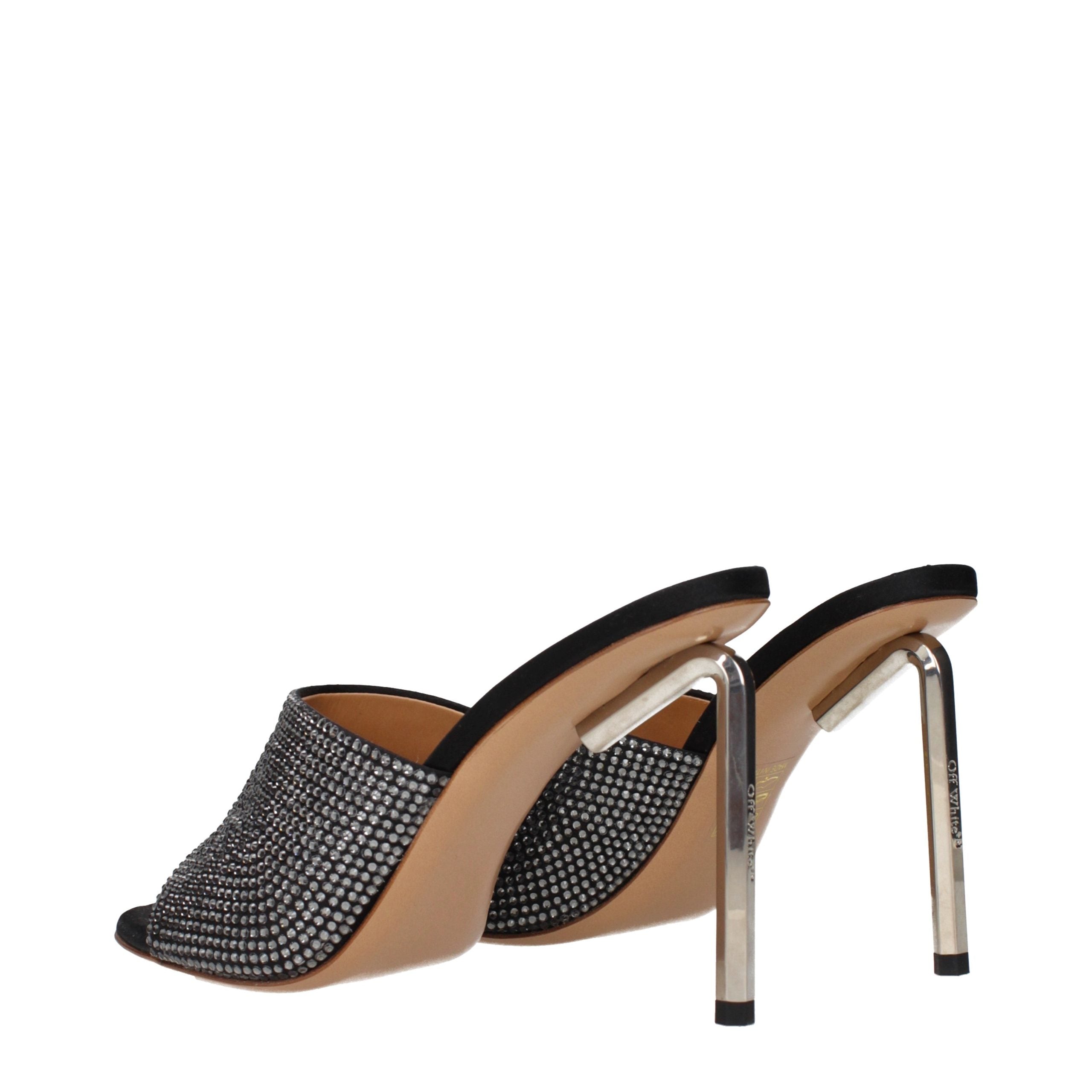 Off-White Schwarze Stiletto-Sandalen aus Satin