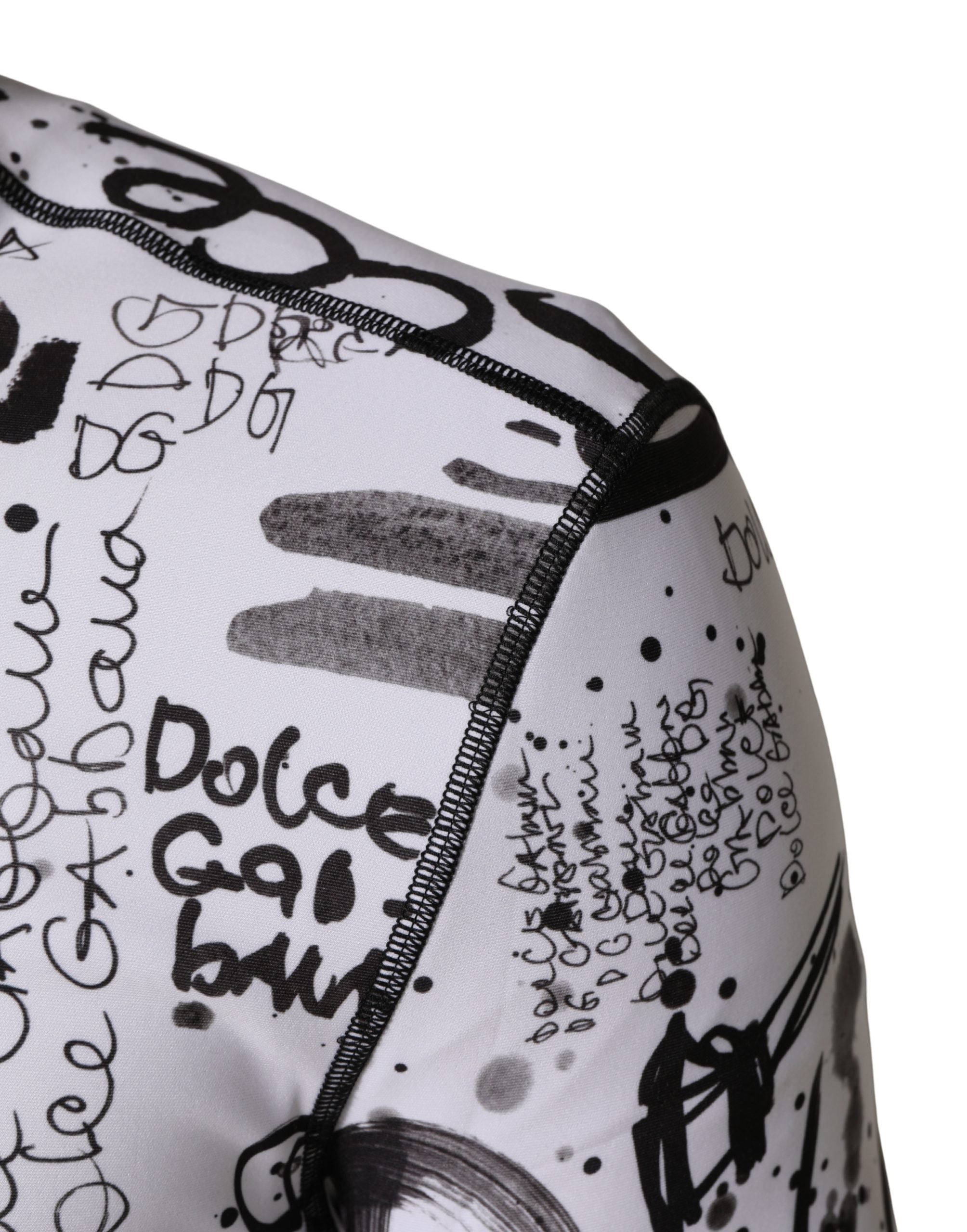 Dolce & Gabbana Weißer Balaclava-Hoodie aus Jersey mit Graffiti-Print