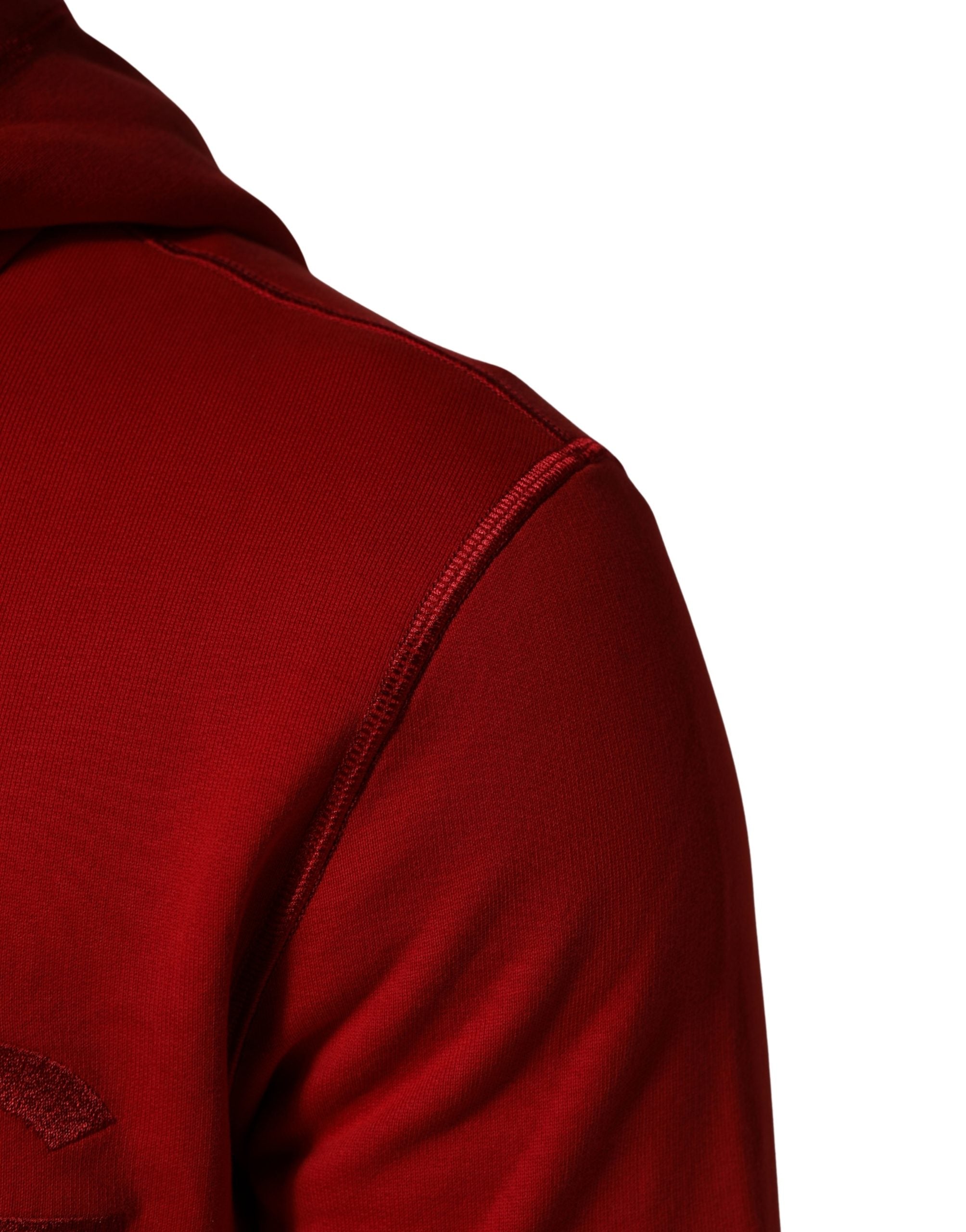 Dolce & Gabbana Roter Kapuzenpullover mit durchgehendem Reißverschluss und Stickerei