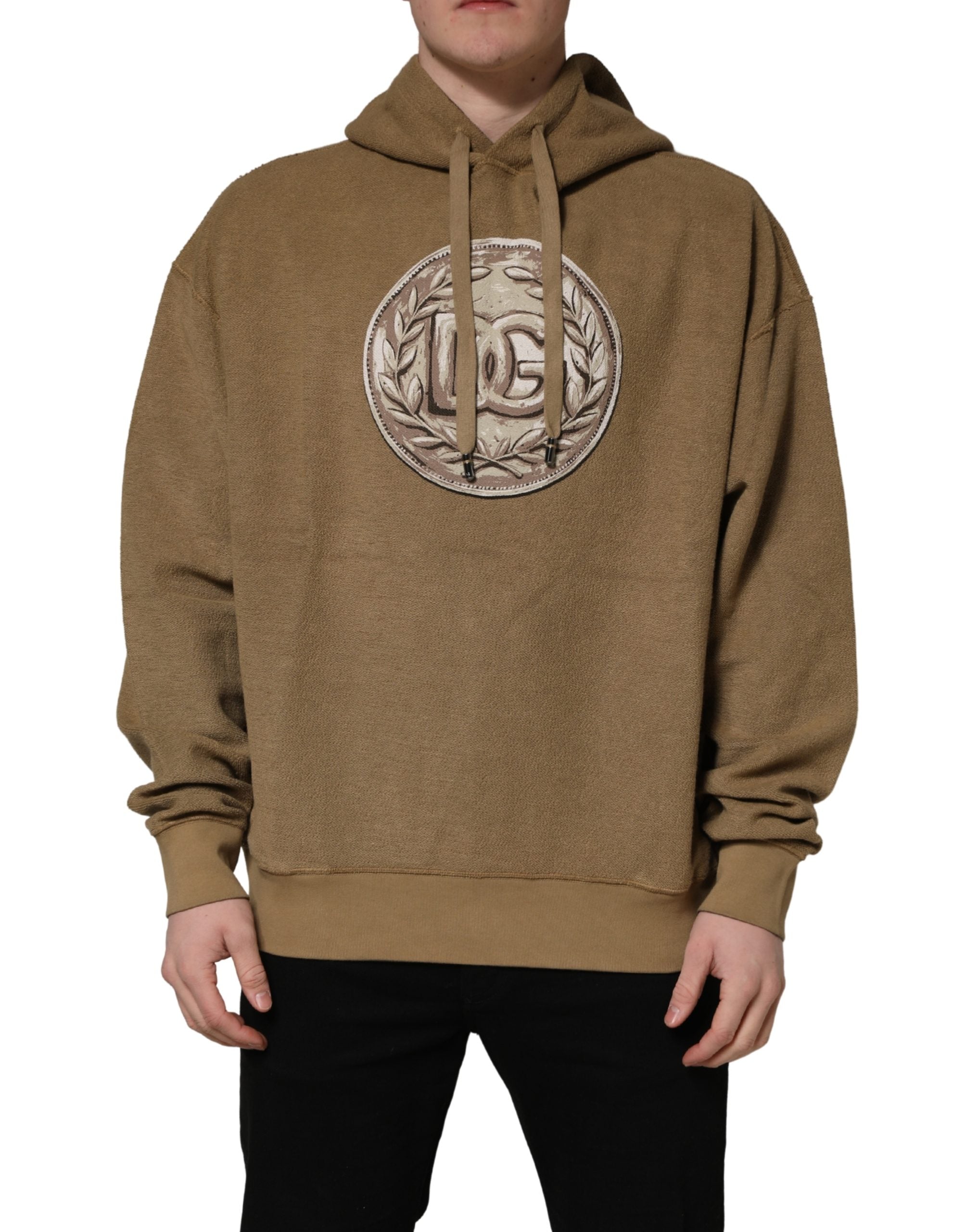 Dolce & Gabbana Kapuzenpullover aus Baumwolle in Braun mit Logo-Münze