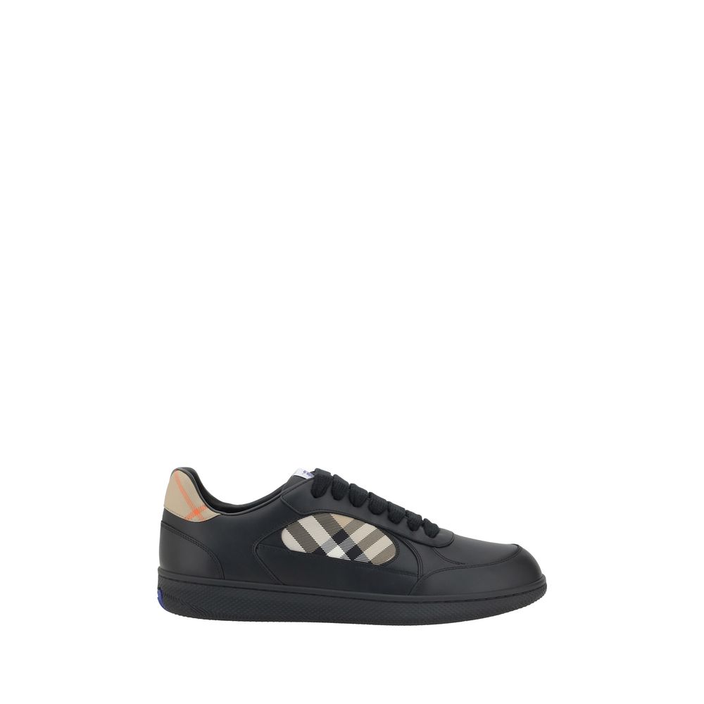 Burberry Schwarze Bos Taurus Kalbsleder Low-Top-Sneaker