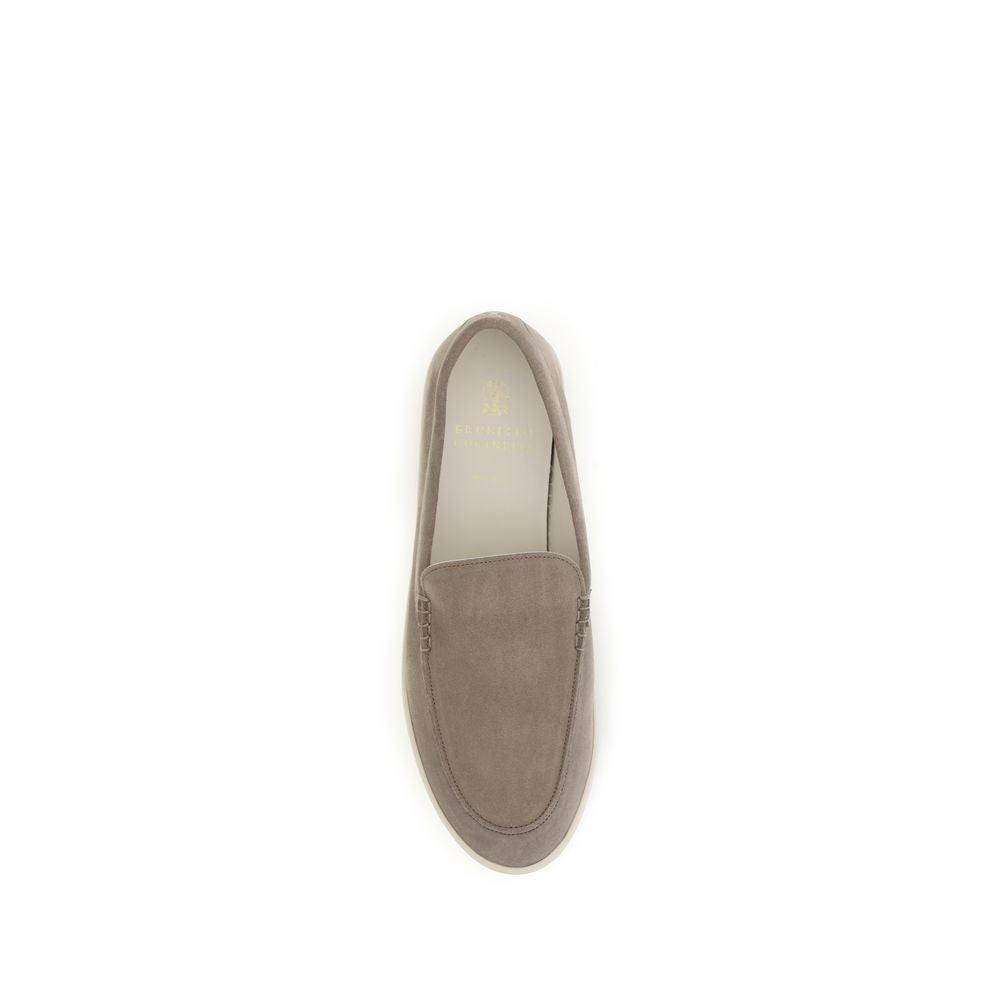 Brunello Cucinelli Graue Kalbsleder Bos Taurus Slipper-Loafer