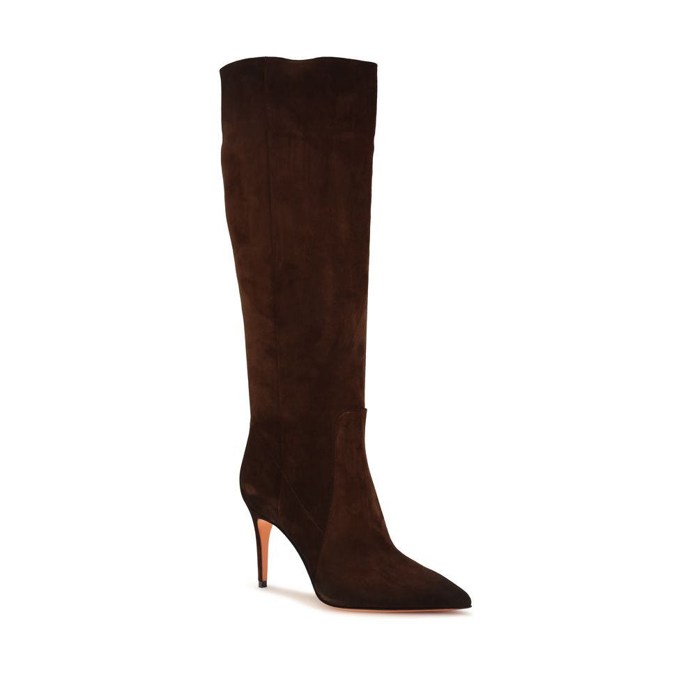 Santoni Braune Kalbsleder Bos Taurus High Heel Stiefel
