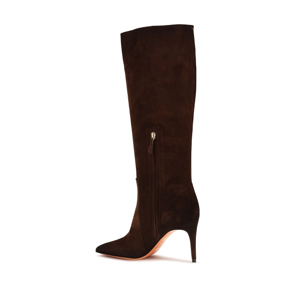Santoni Braune Kalbsleder Bos Taurus High Heel Stiefel