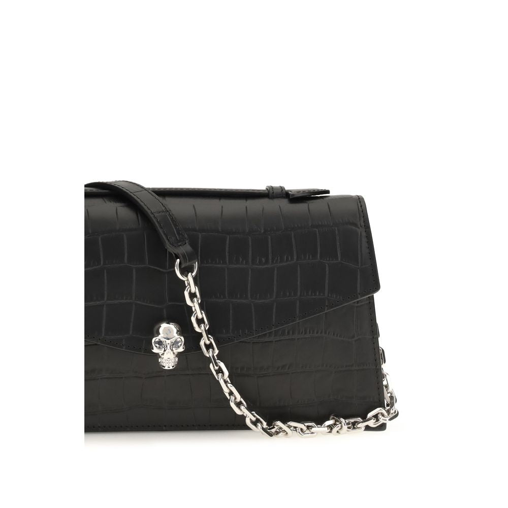 Alexander McQueen Schwarze Bos Taurus Kalbsleder Schultertasche