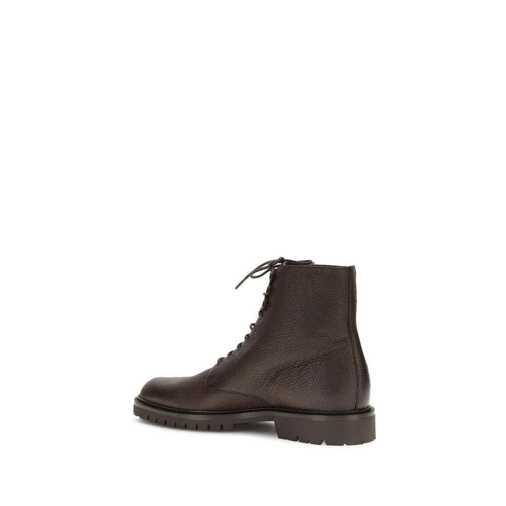Brunello Cucinelli Braune Kalbsleder Bos Taurus Schnürstiefel