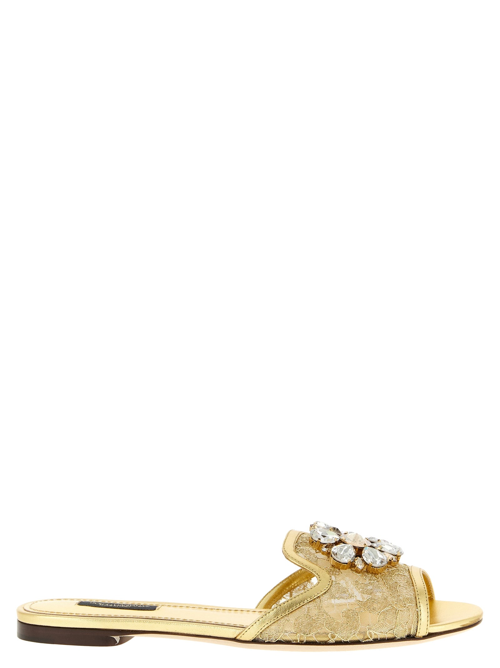 Dolce & Gabbana Goldfarbene Polyamid-Slipper