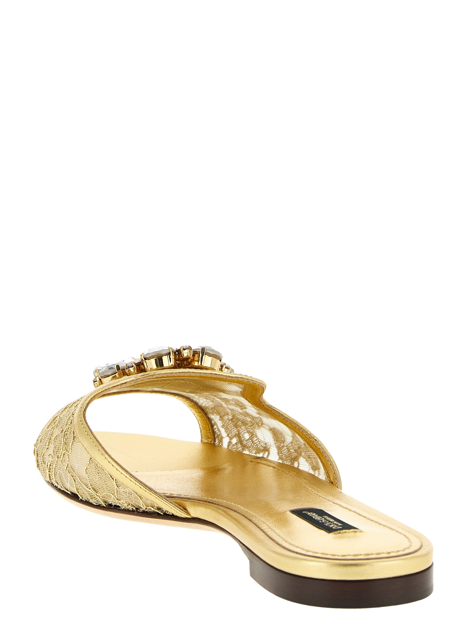 Dolce & Gabbana Goldfarbene Polyamid-Slipper