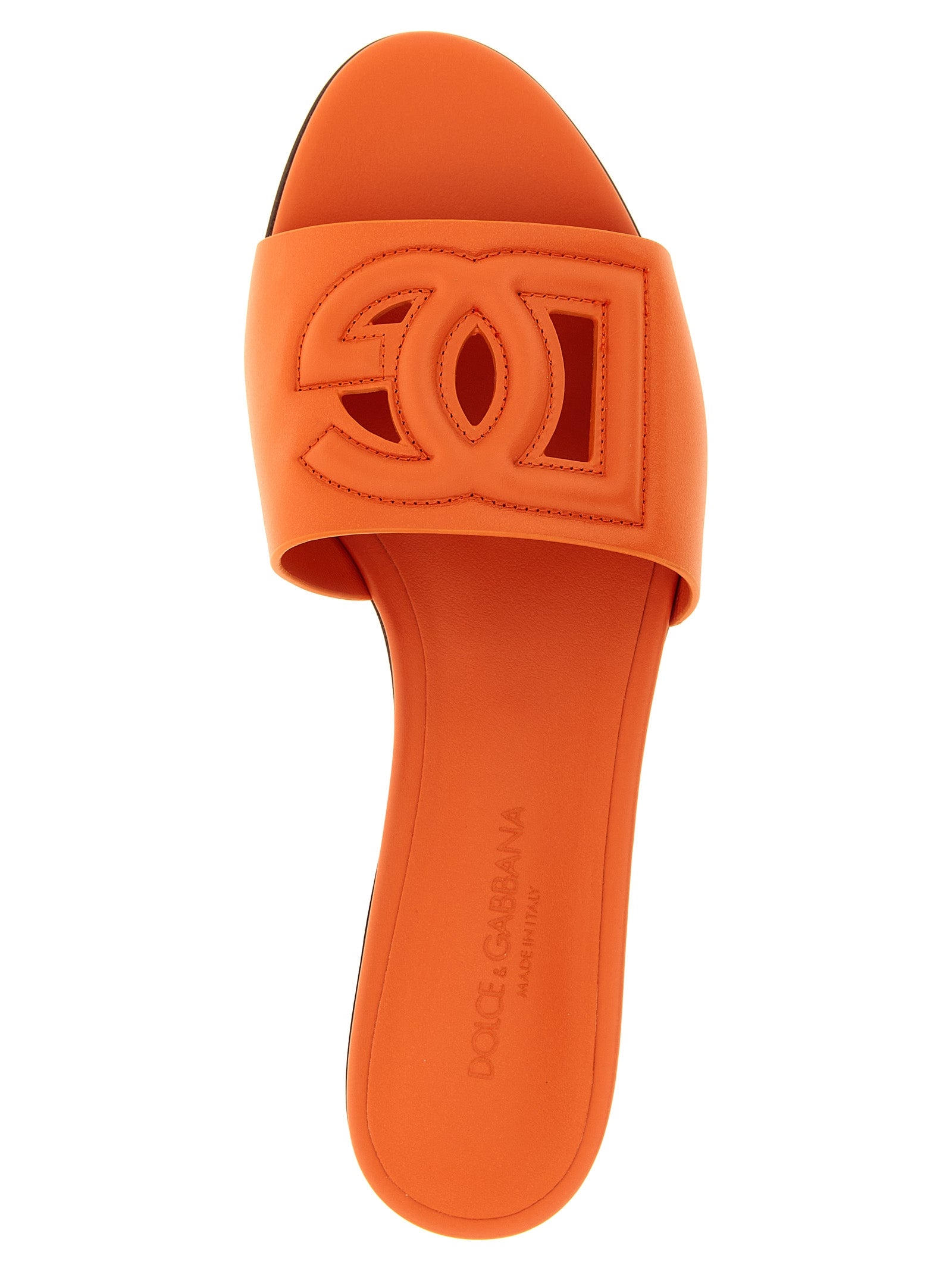 Dolce & Gabbana Orange Kalbsleder-Slipper