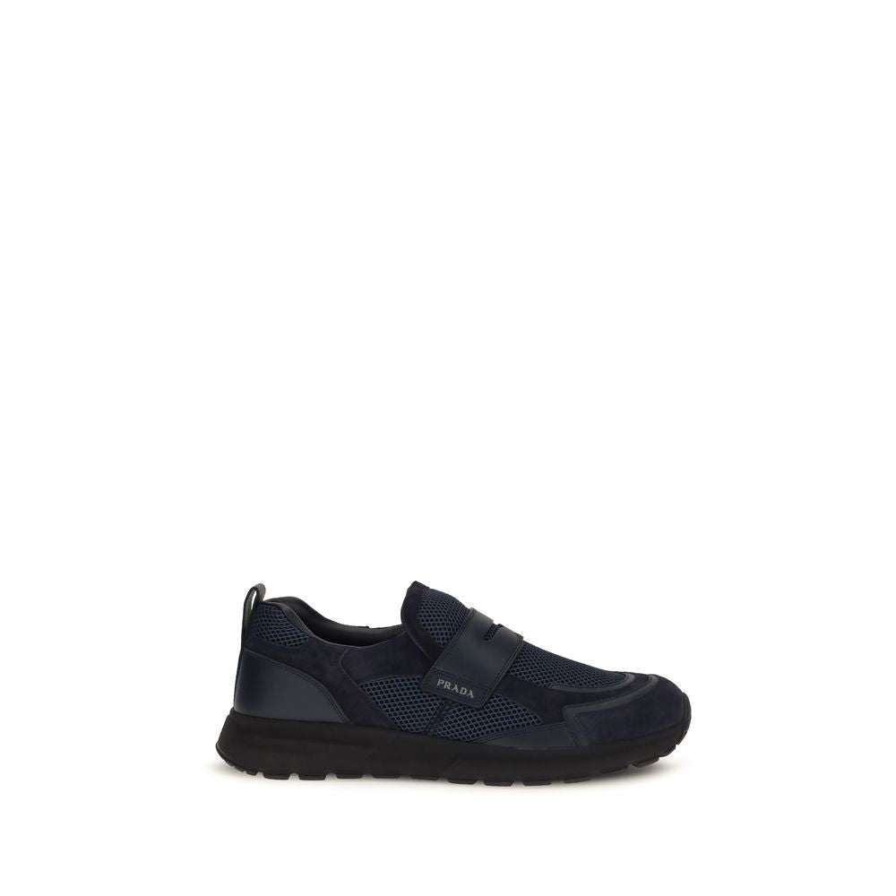 Prada Blaue Kalbsleder Bos Taurus Sportschuhe