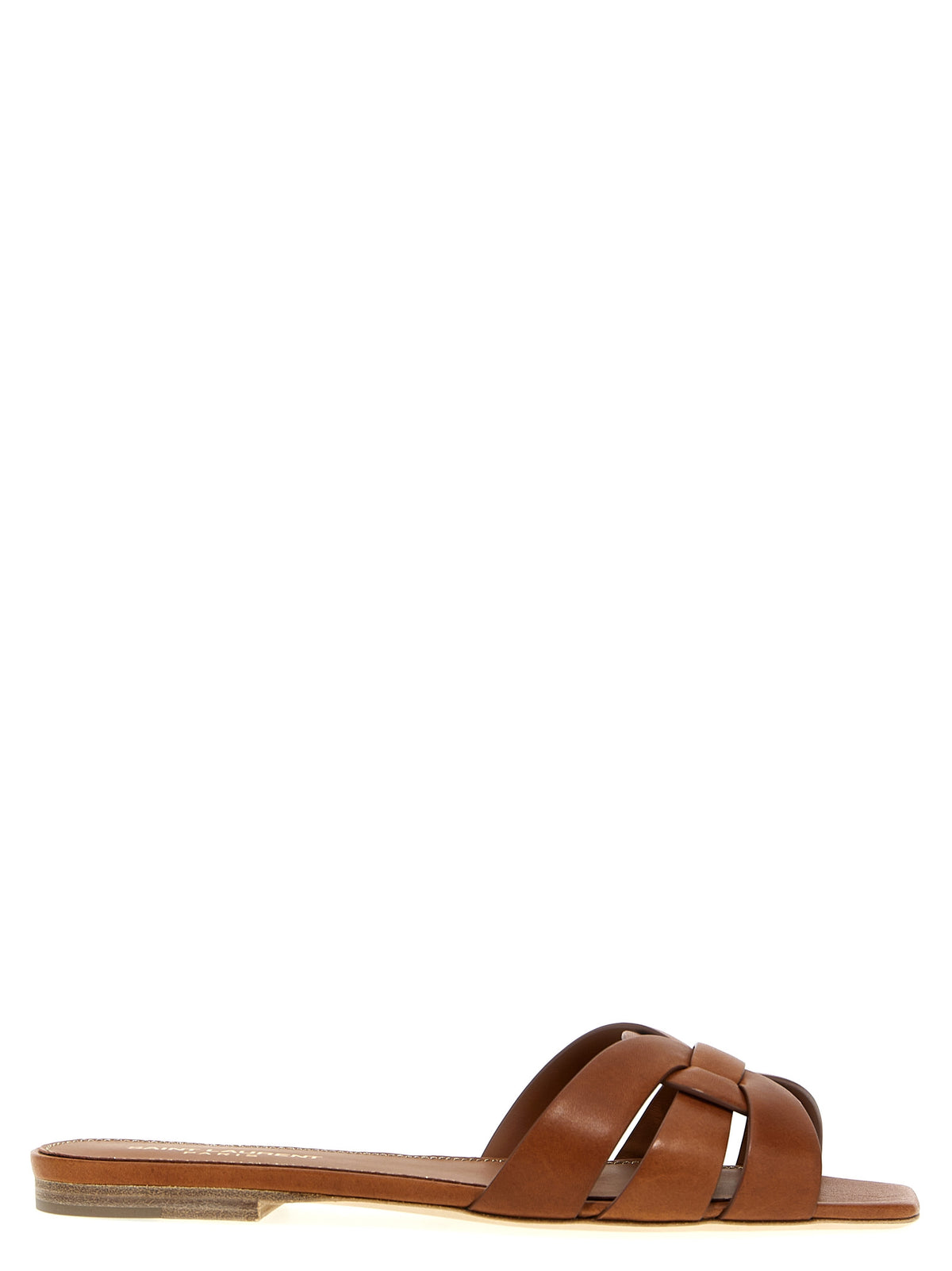 Saint Laurent Braune Kalbsleder-Slipper