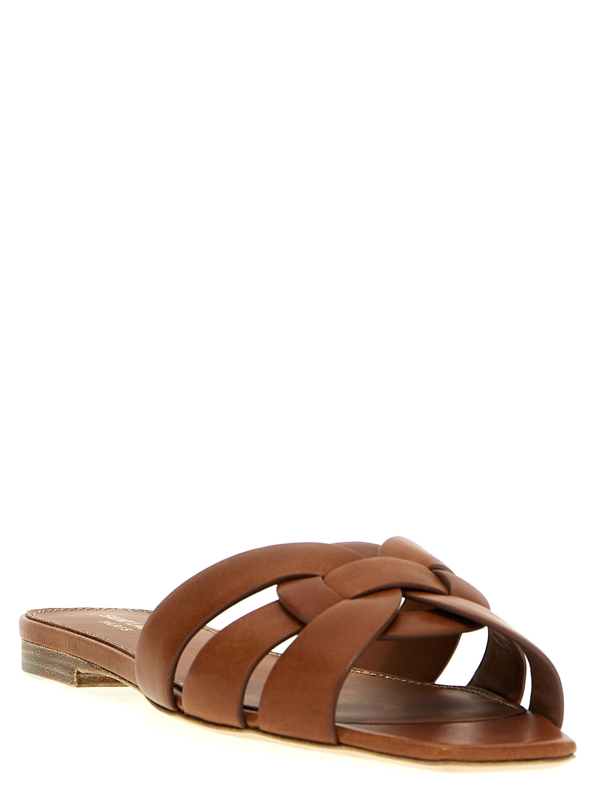 Saint Laurent Braune Kalbsleder-Slipper
