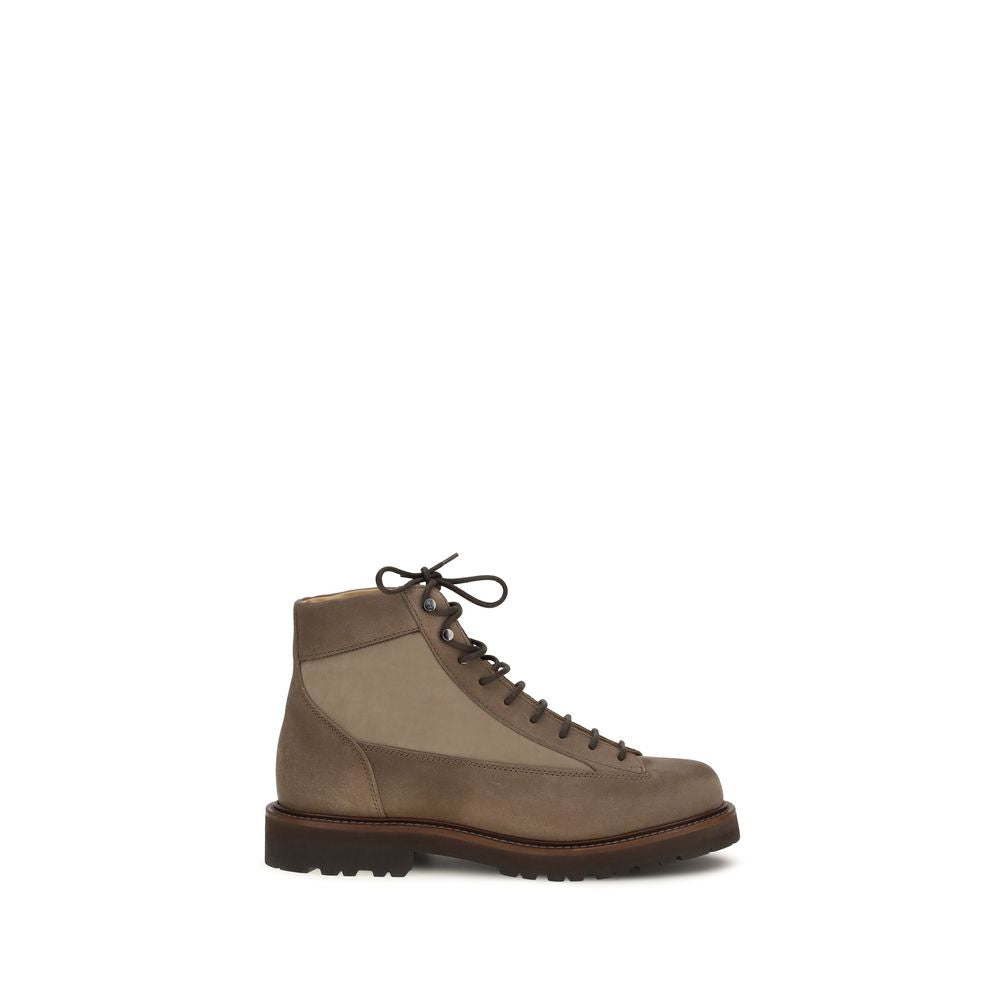 Brunello Cucinelli Braune Kalbsleder Bos Taurus Schnürstiefel