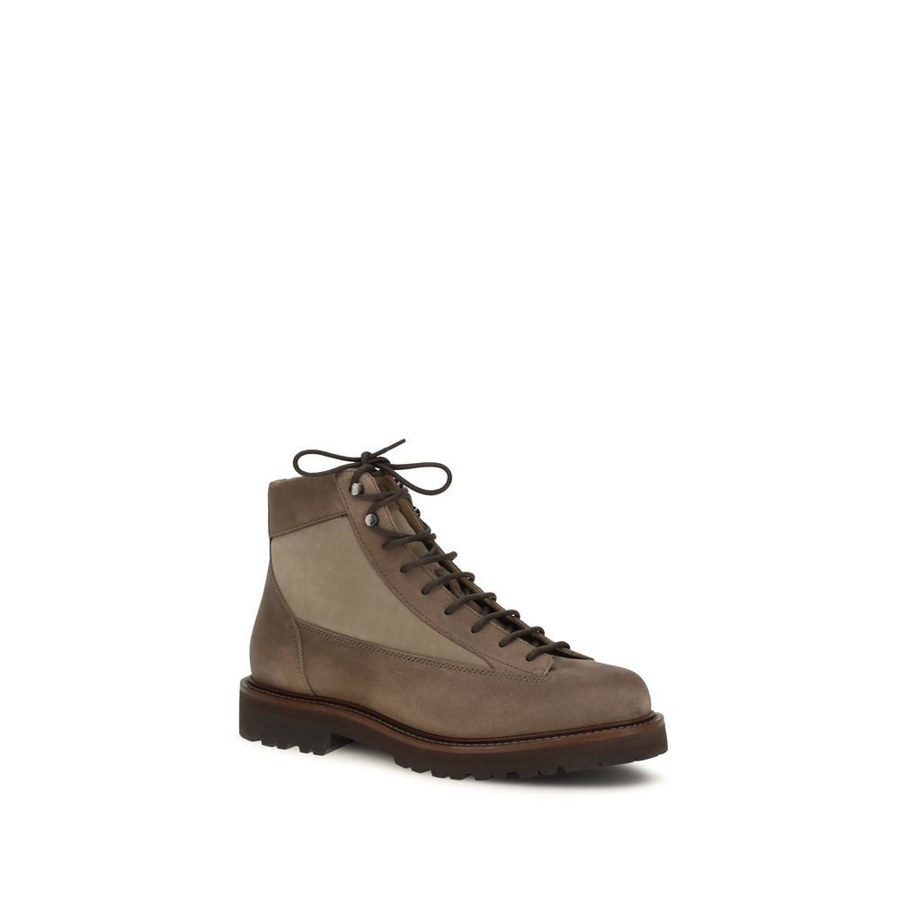 Brunello Cucinelli Braune Kalbsleder Bos Taurus Schnürstiefel