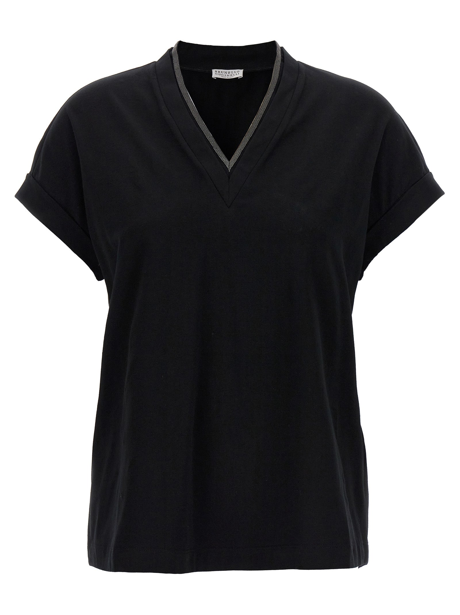 Brunello Cucinelli Schwarzes Baumwoll-T-Shirt