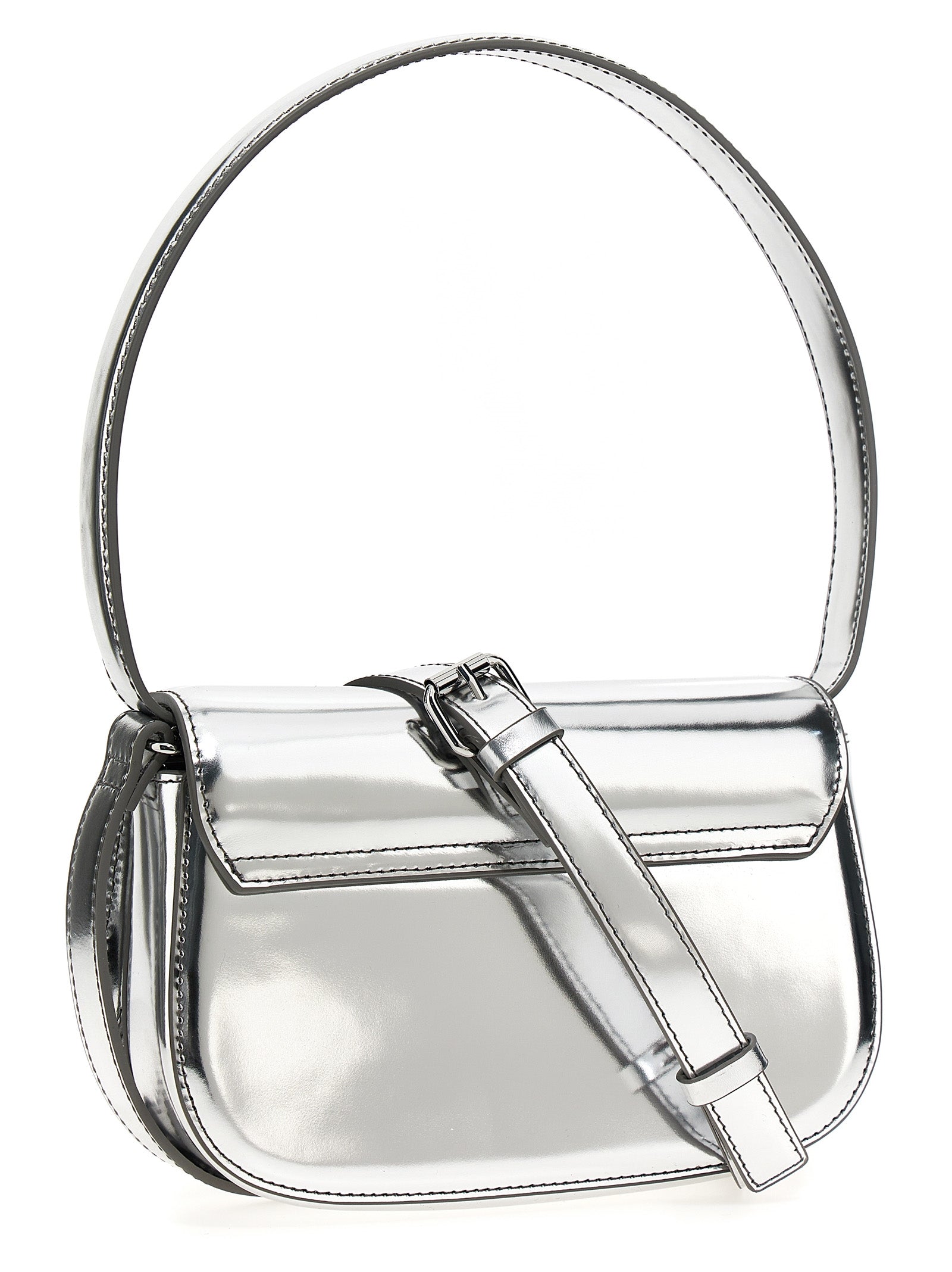 Diesel Schultertasche aus silbernem Rindsleder