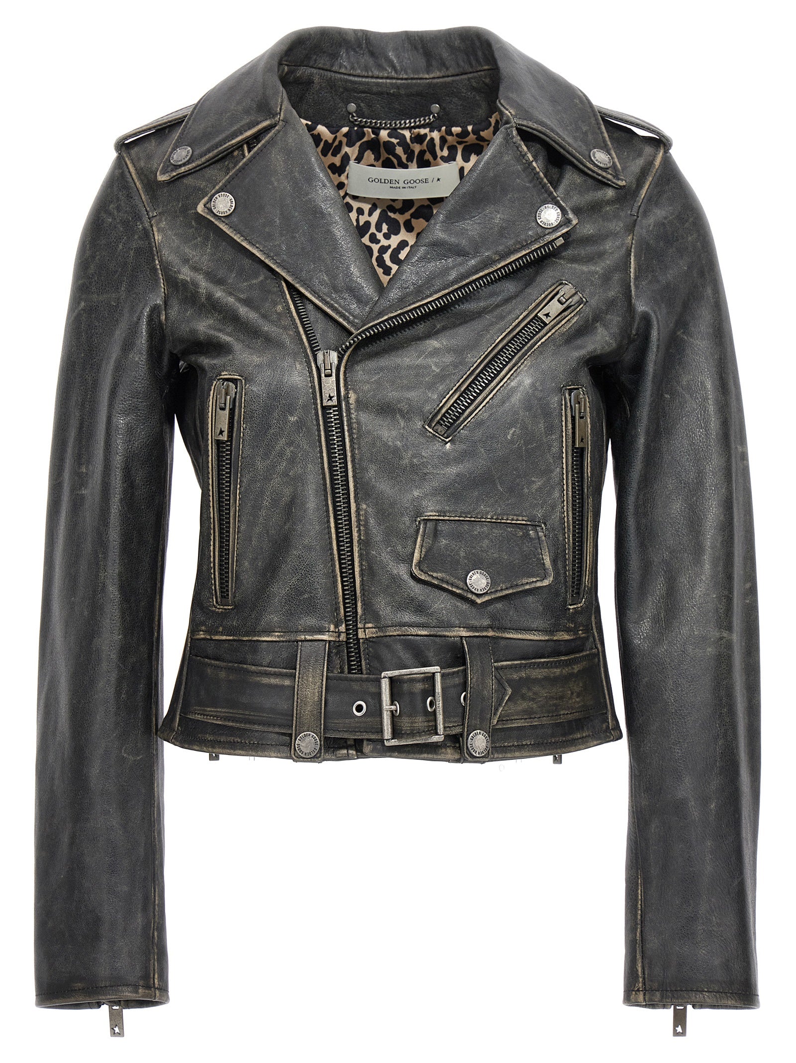 Golden Goose Schwarze Lederjacke aus Rindsleder