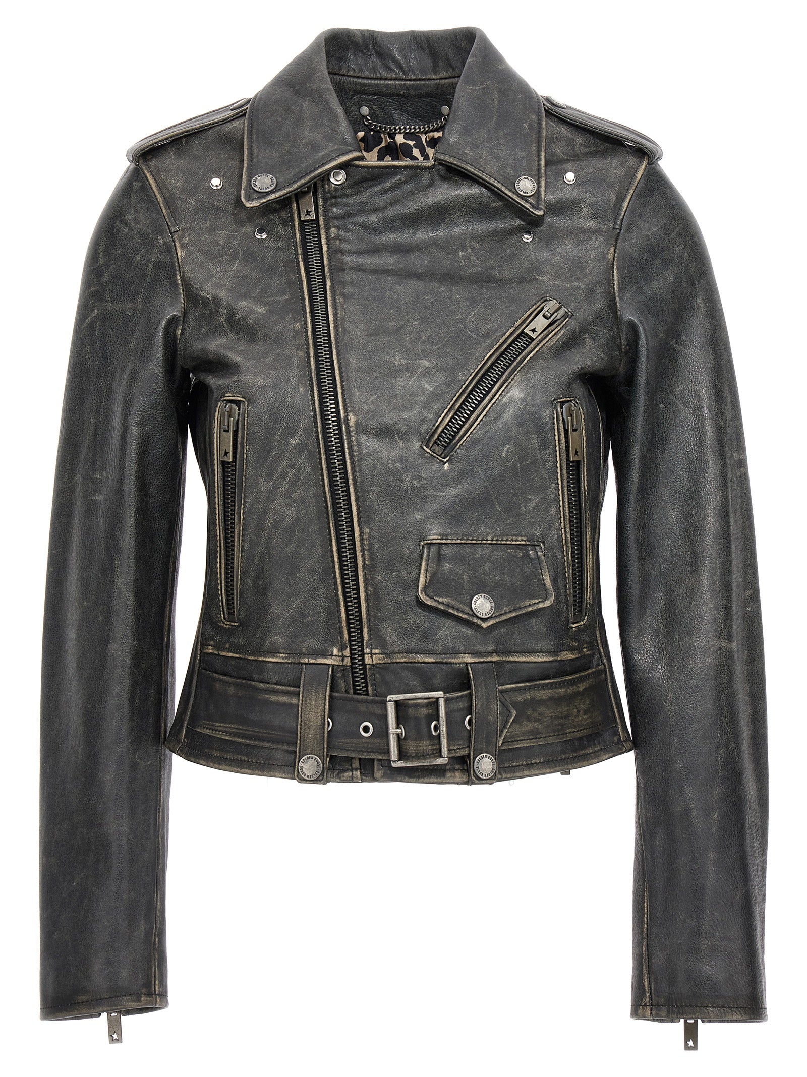 Golden Goose Schwarze Lederjacke aus Rindsleder