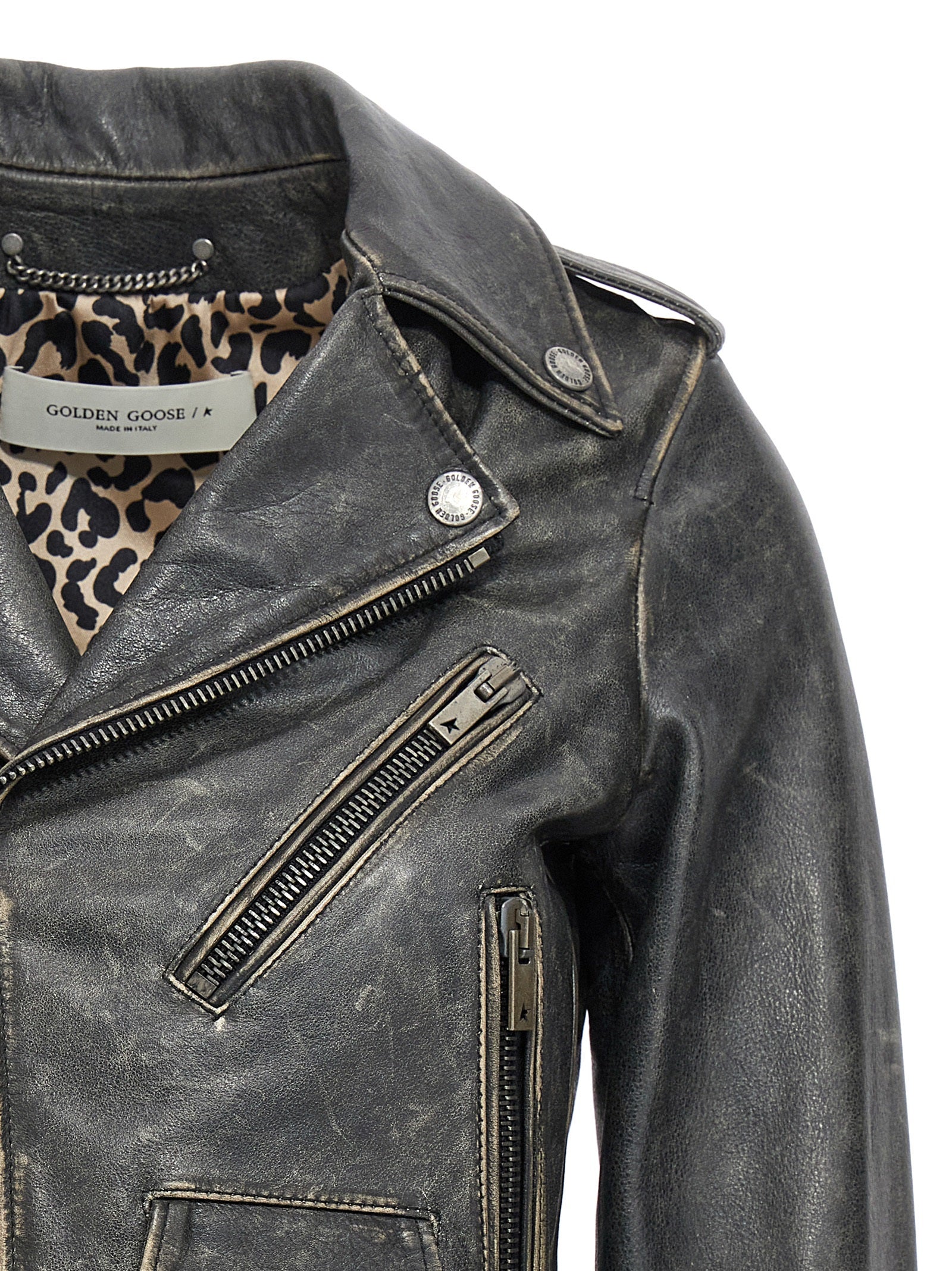 Golden Goose Schwarze Lederjacke aus Rindsleder