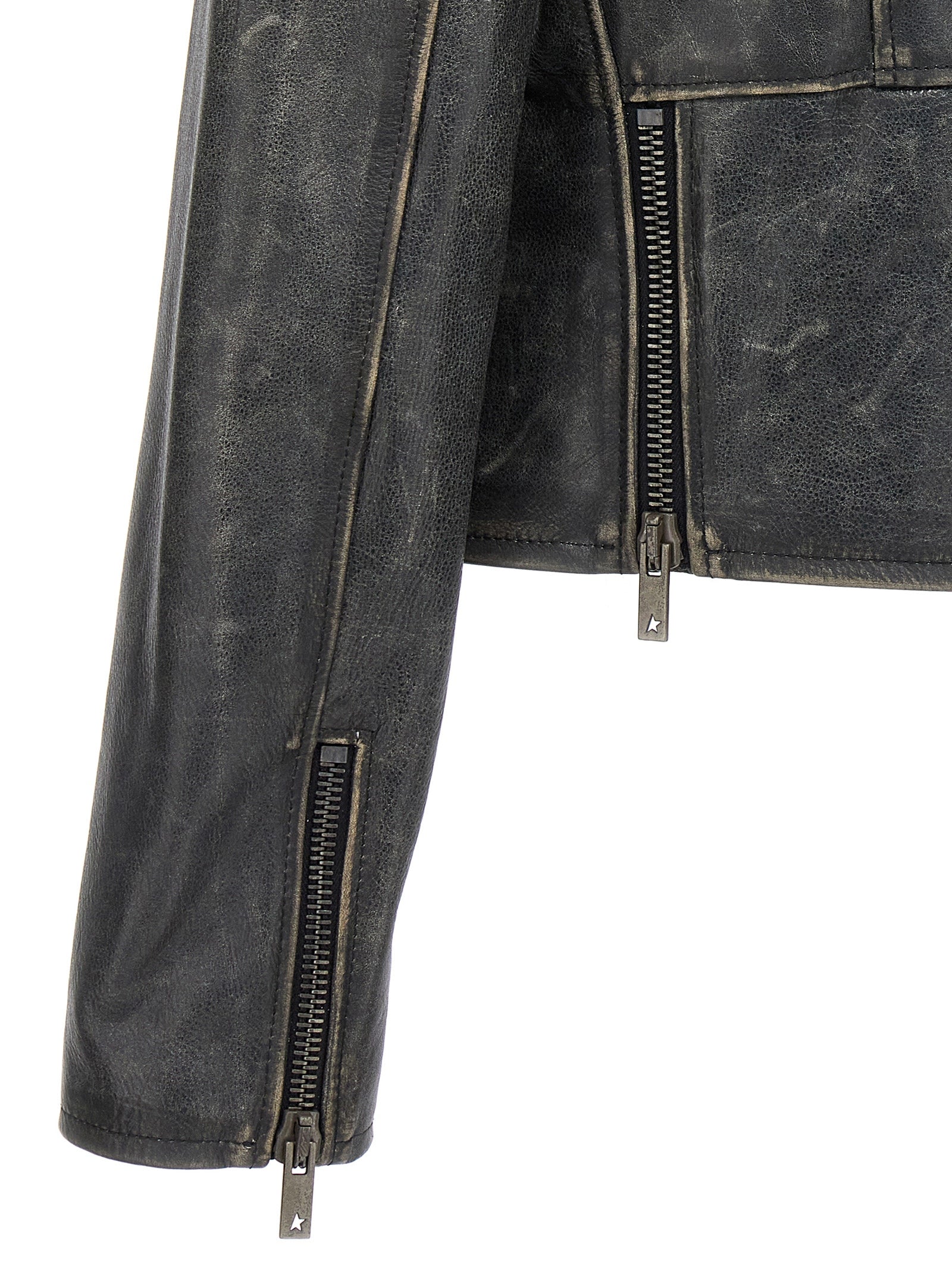 Golden Goose Schwarze Lederjacke aus Rindsleder