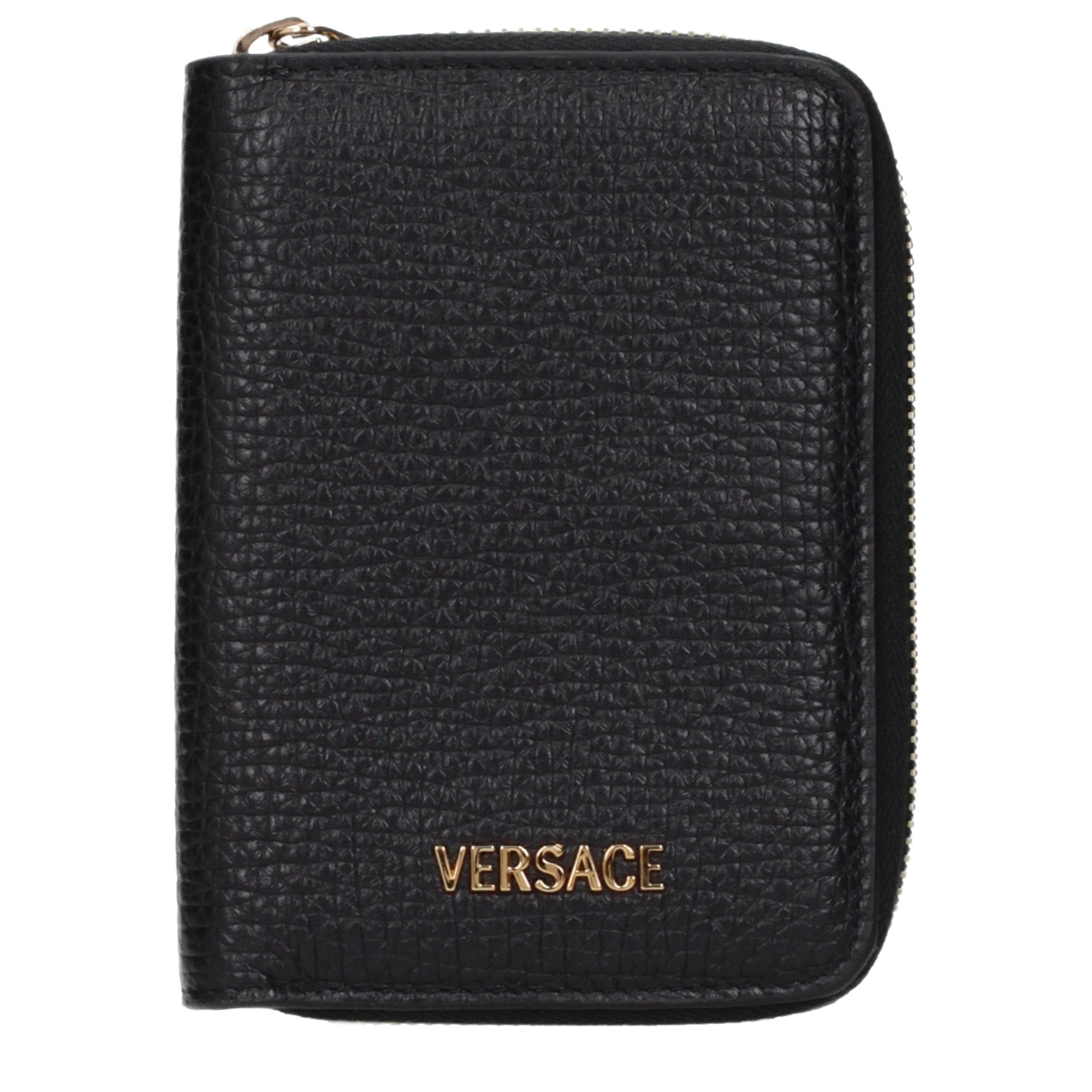 Versace Schwarzes Leder Portemonnaie
