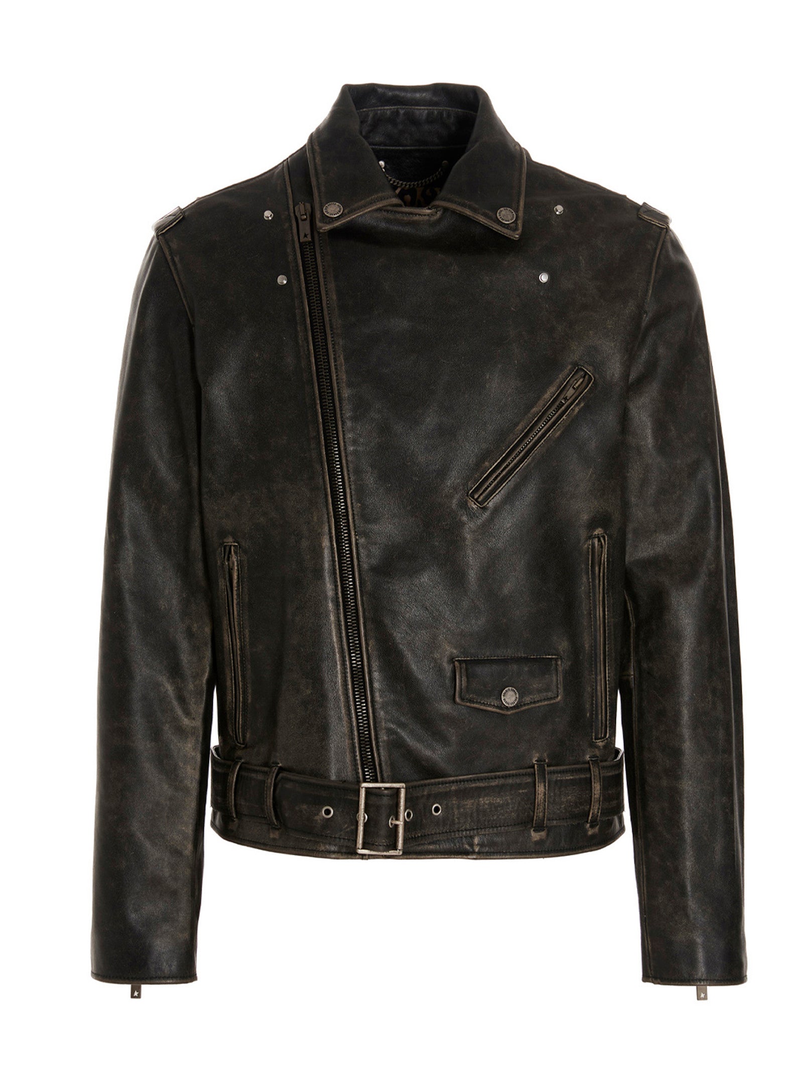 Golden Goose Schwarze Lederjacke aus Kalbsleder