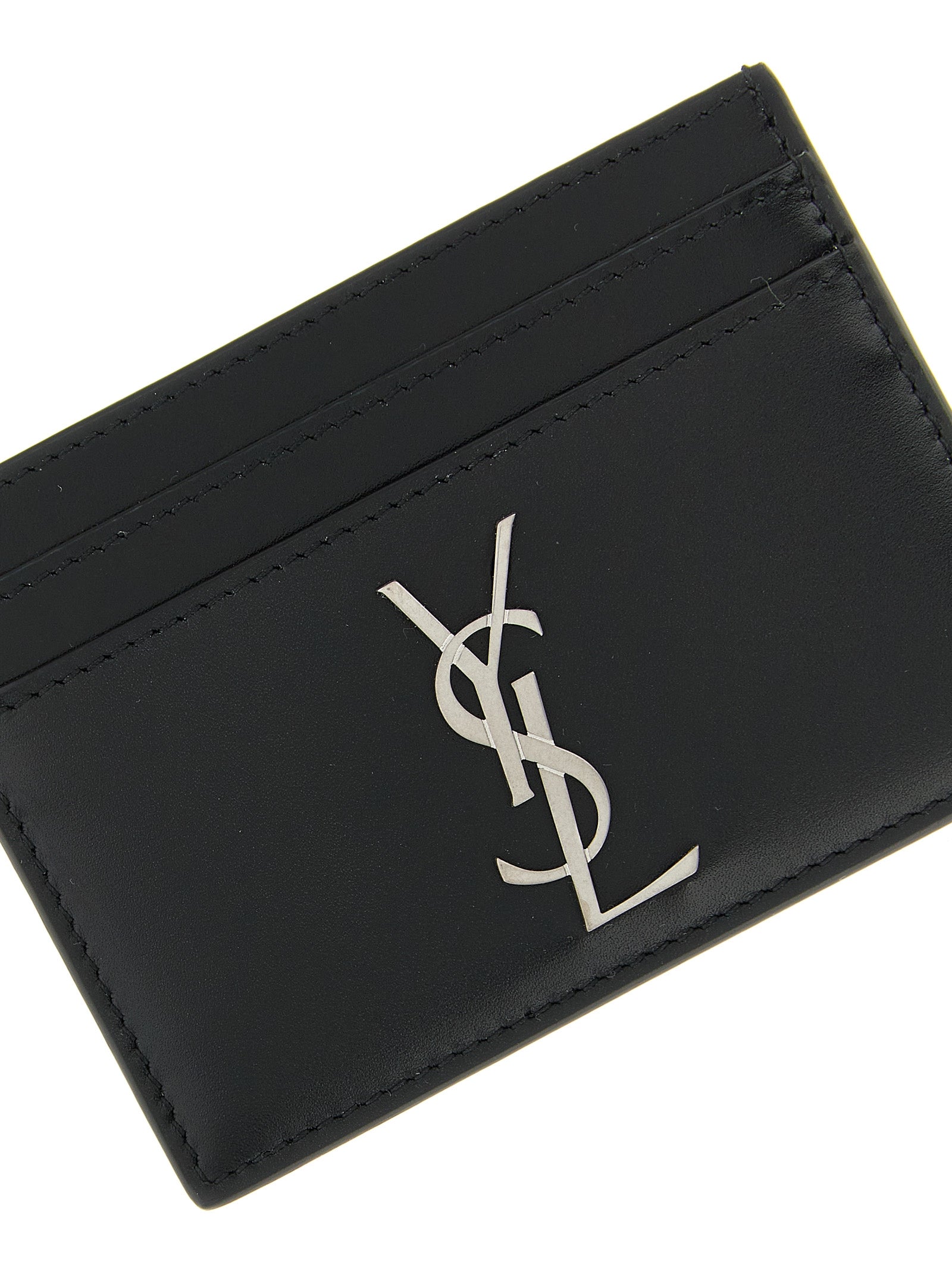 Saint Laurent Schwarzer Kalbsleder-Kartenetui