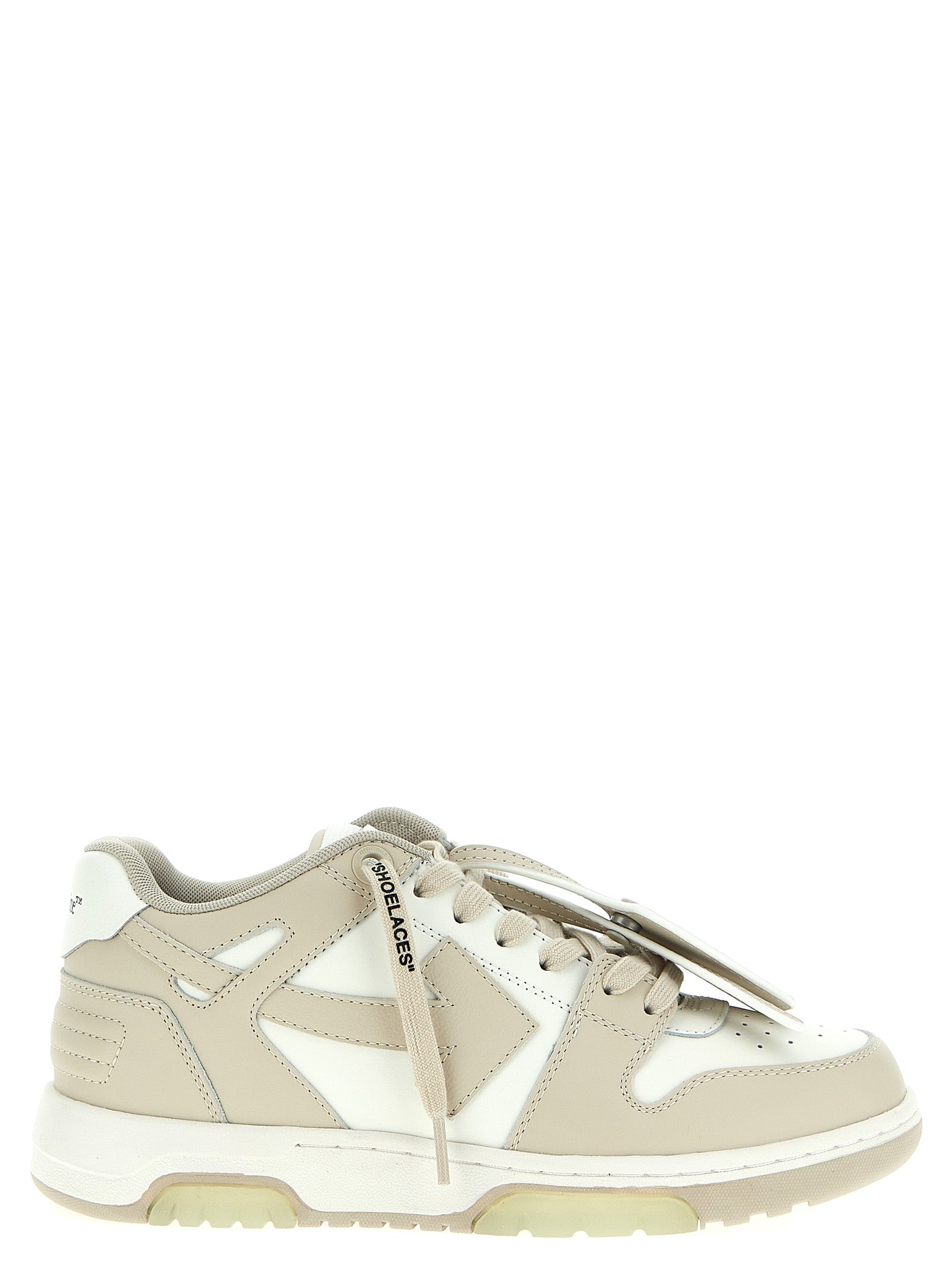 Off-White Beige Kalbsleder Low-Top-Sneaker