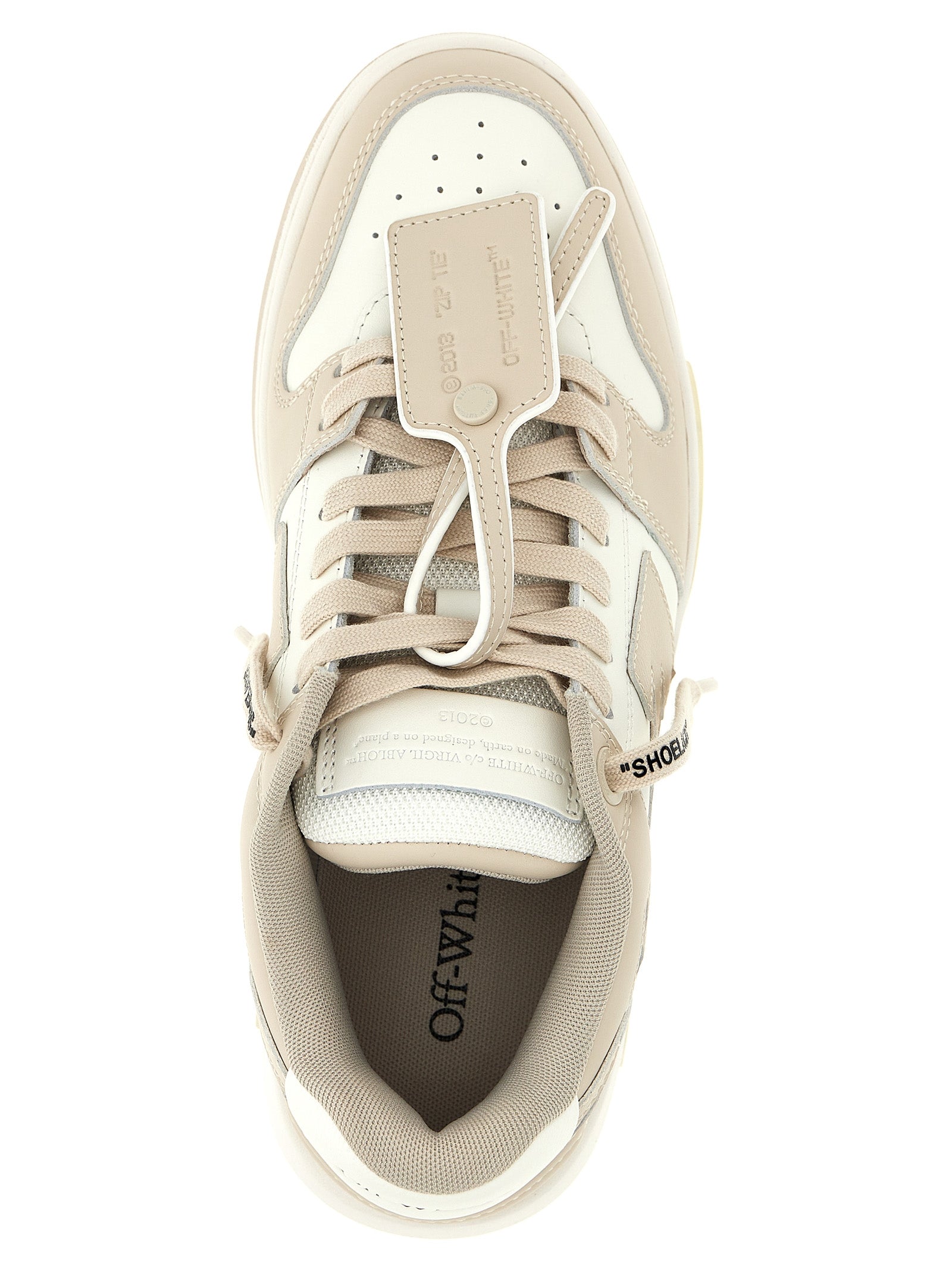 Off-White Beige Kalbsleder Low-Top-Sneaker