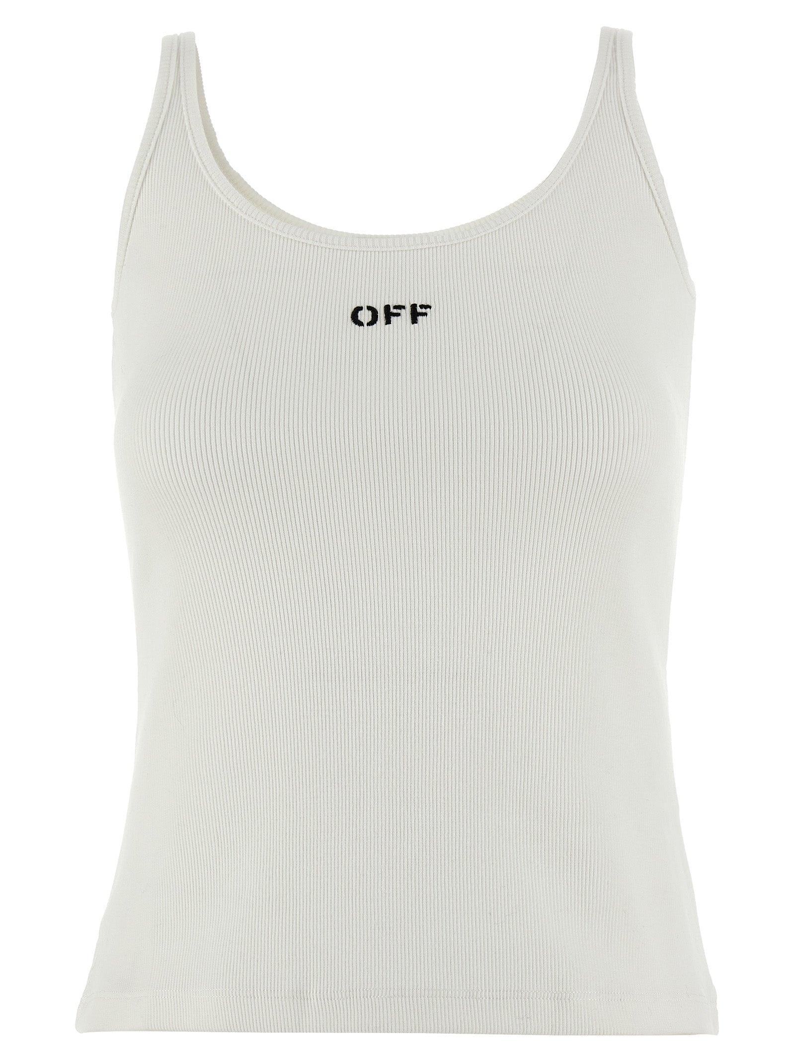 Off-White Weißes ärmelloses Baumwoll-T-Shirt