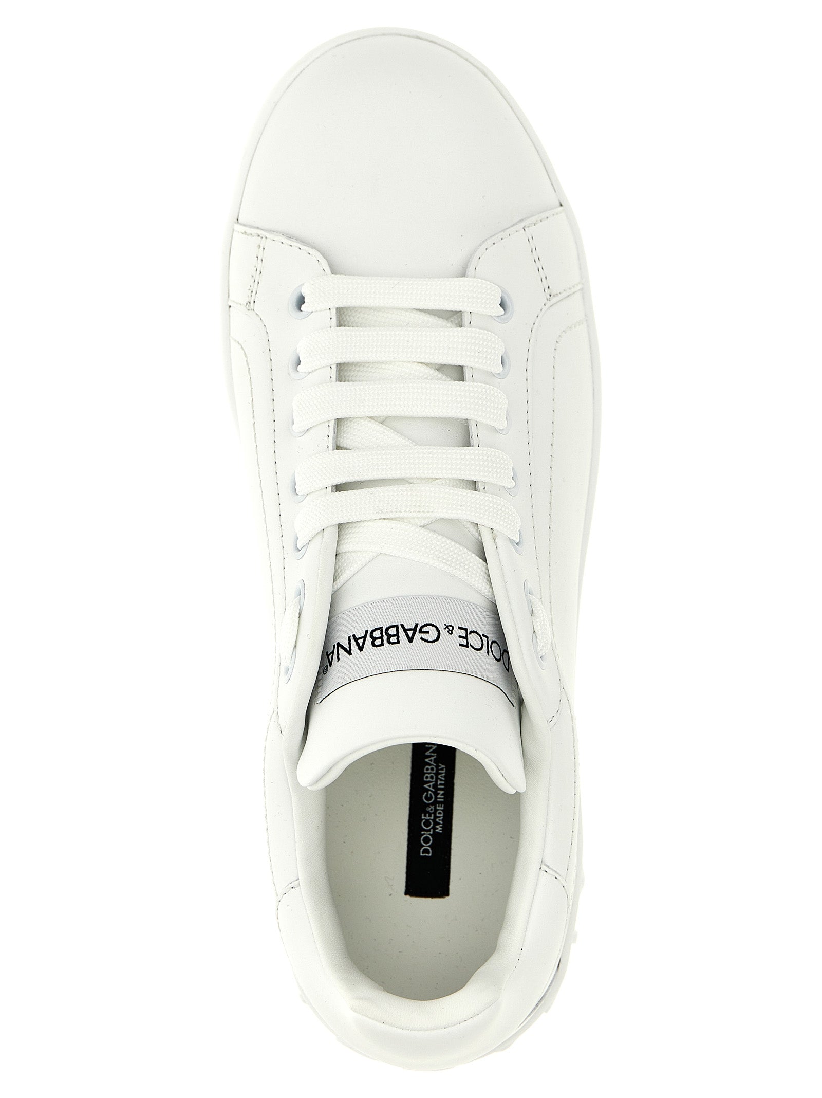 Dolce & Gabbana Weiße Kalbsleder Low-Top-Sneaker