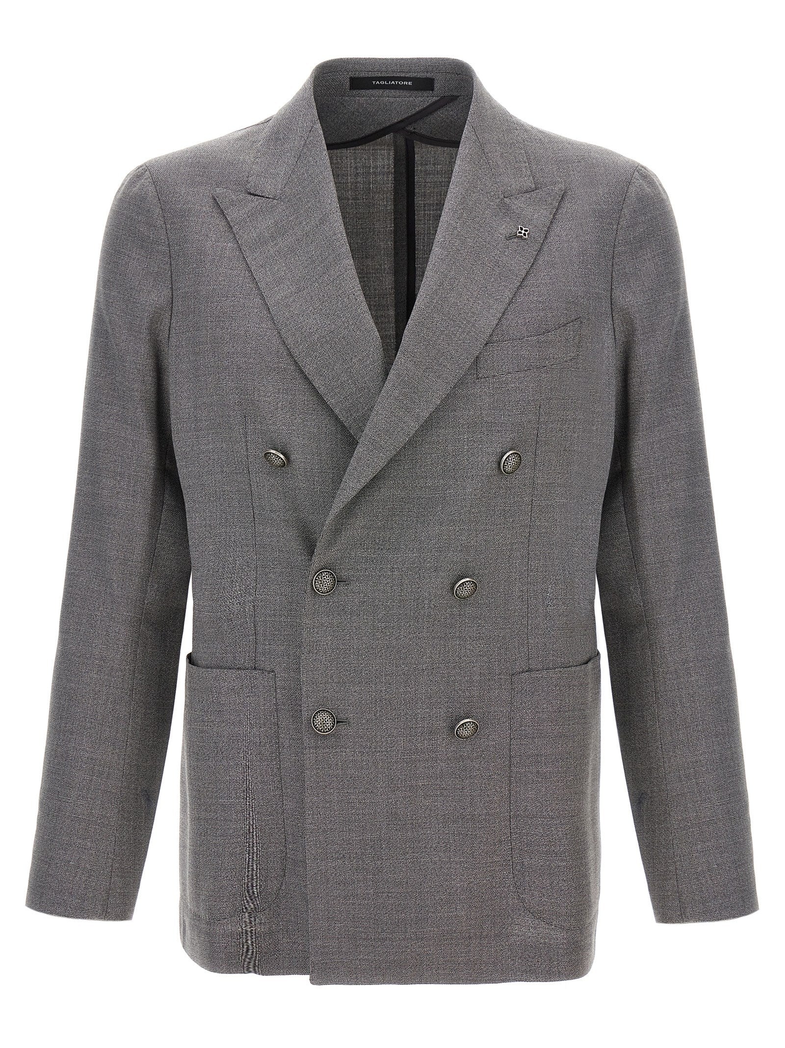 Tagliatore Grauer Blazer aus reiner Schurwolle
