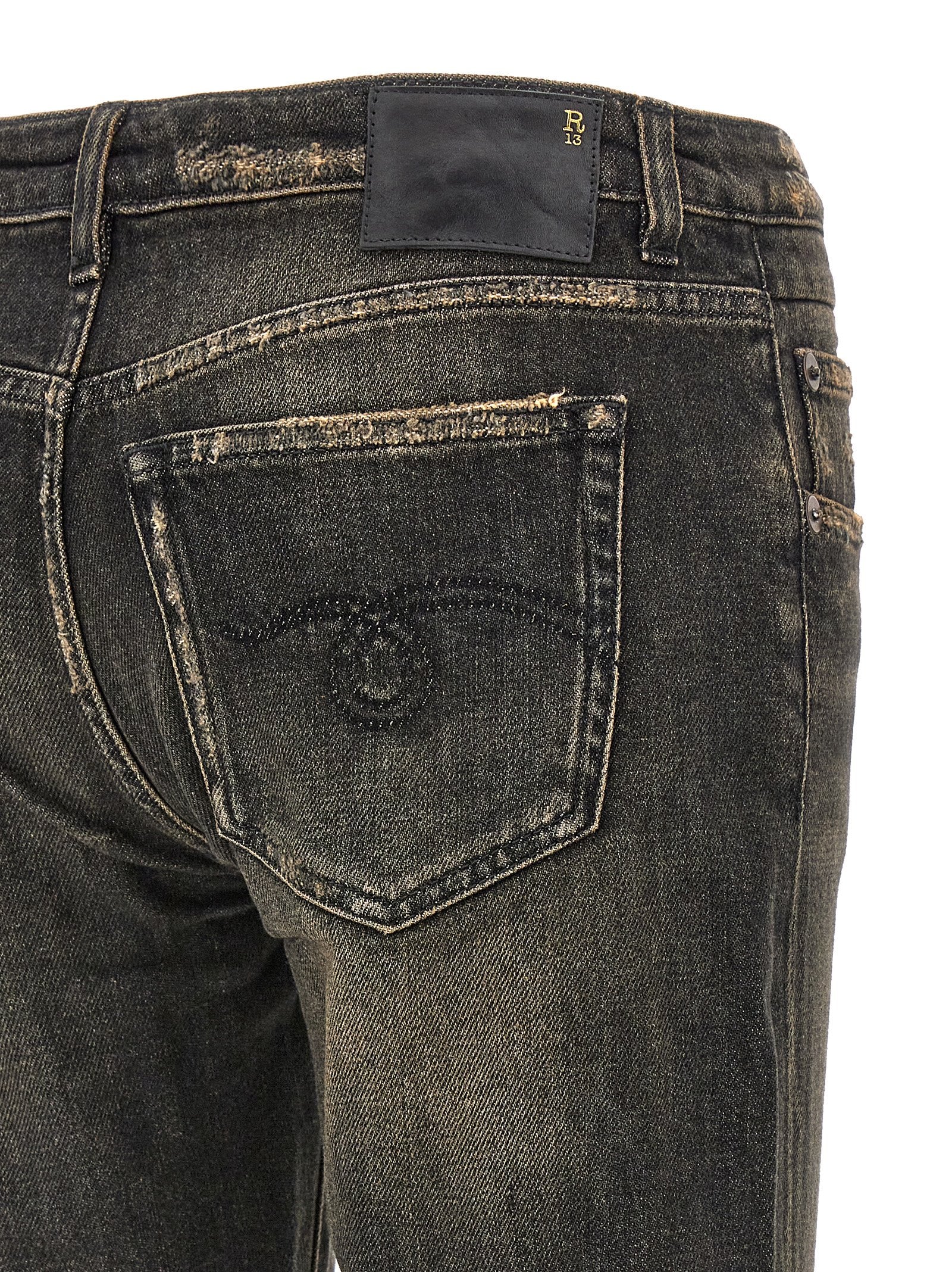 R13 Schwarze Boyfriend Jeans aus Baumwolle