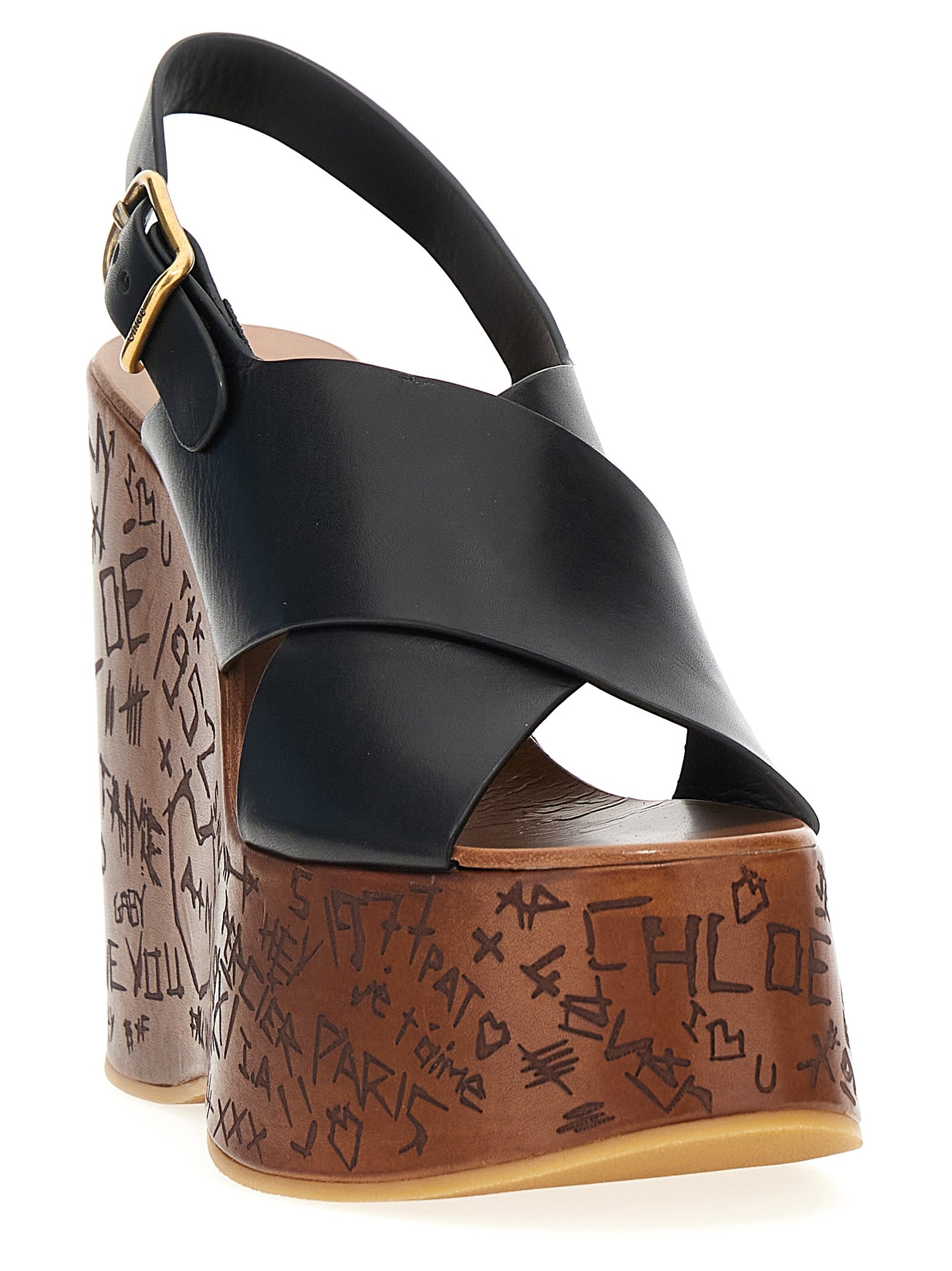 Chloé Schwarze Keilsandalen aus Kalbsleder
