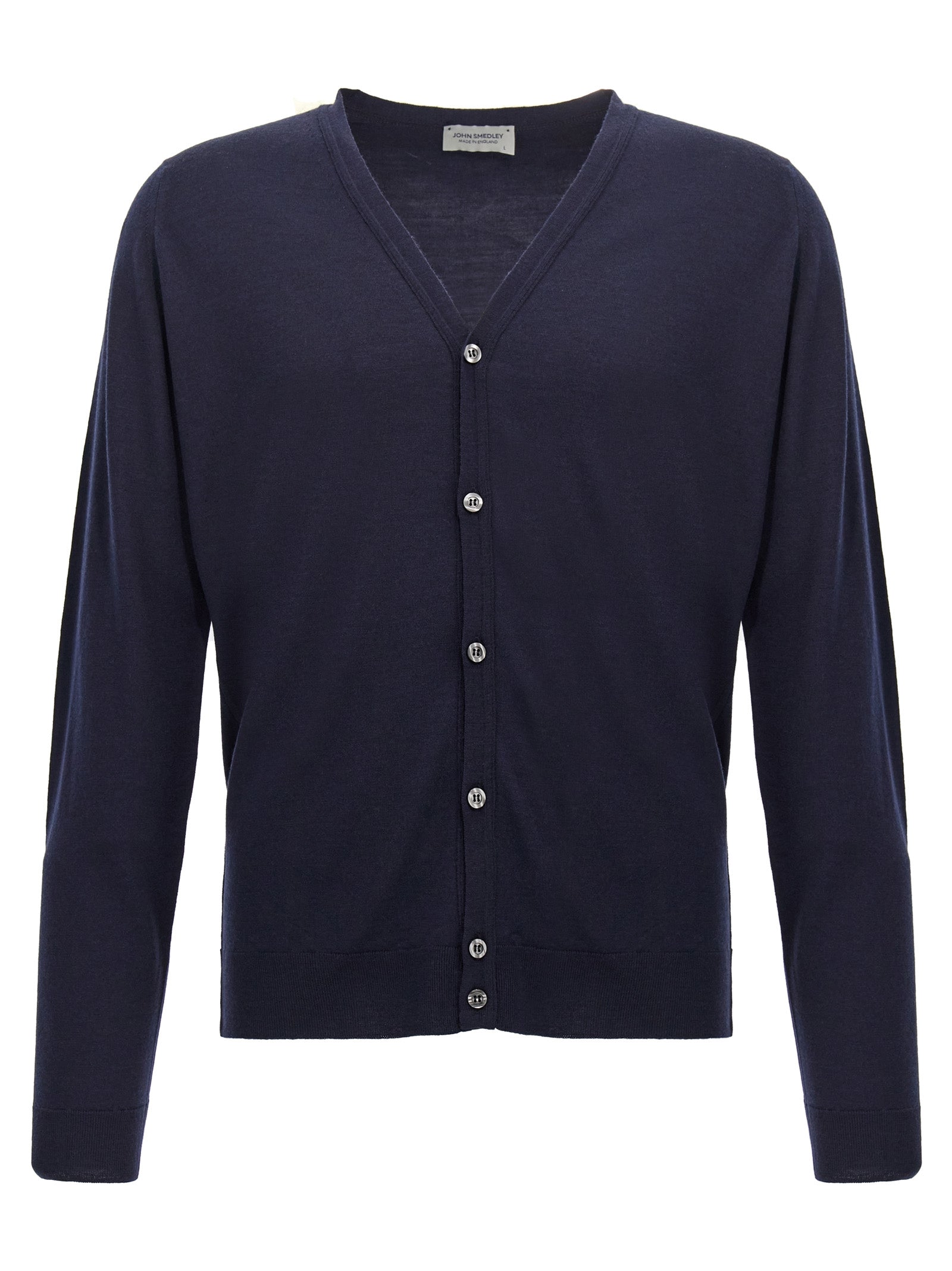 JOHN SMEDLEY Blauer Wollcardigan