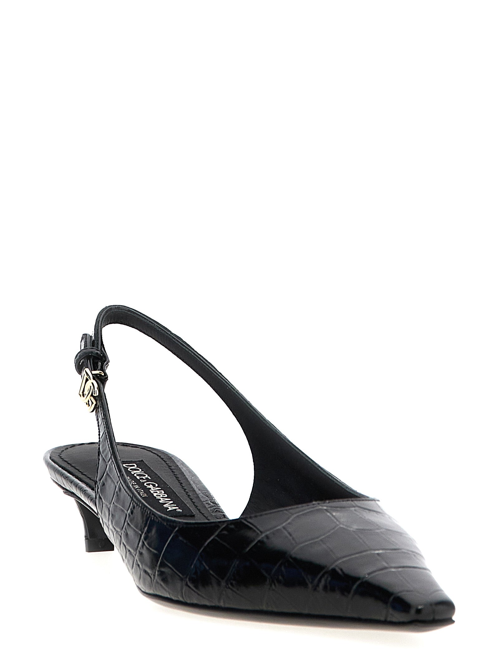 Dolce & Gabbana Schwarze Pumps aus Kalbsleder mit mittlerem Absatz