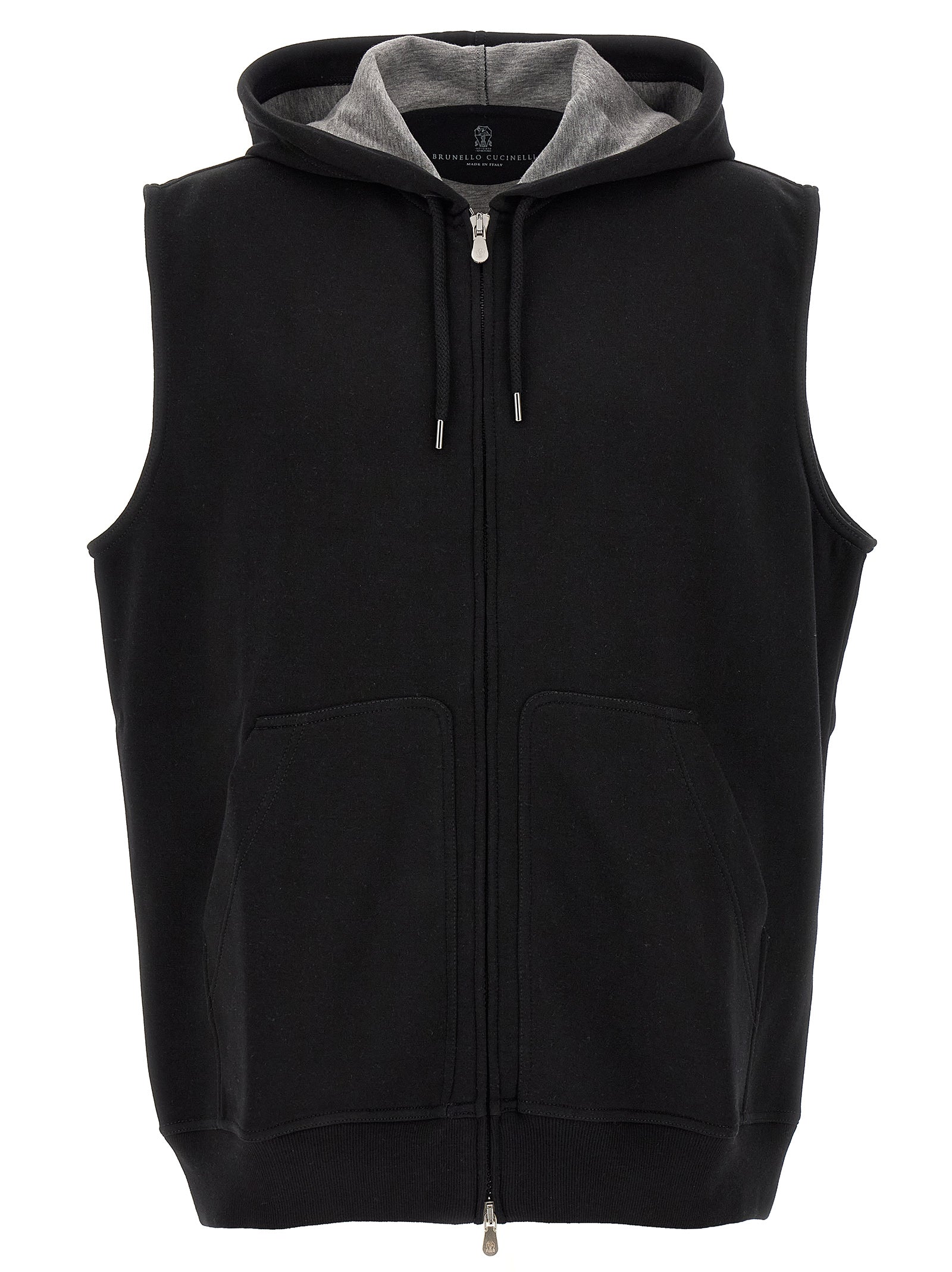 Brunello Cucinelli Schwarze ärmellose Baumwolljacke