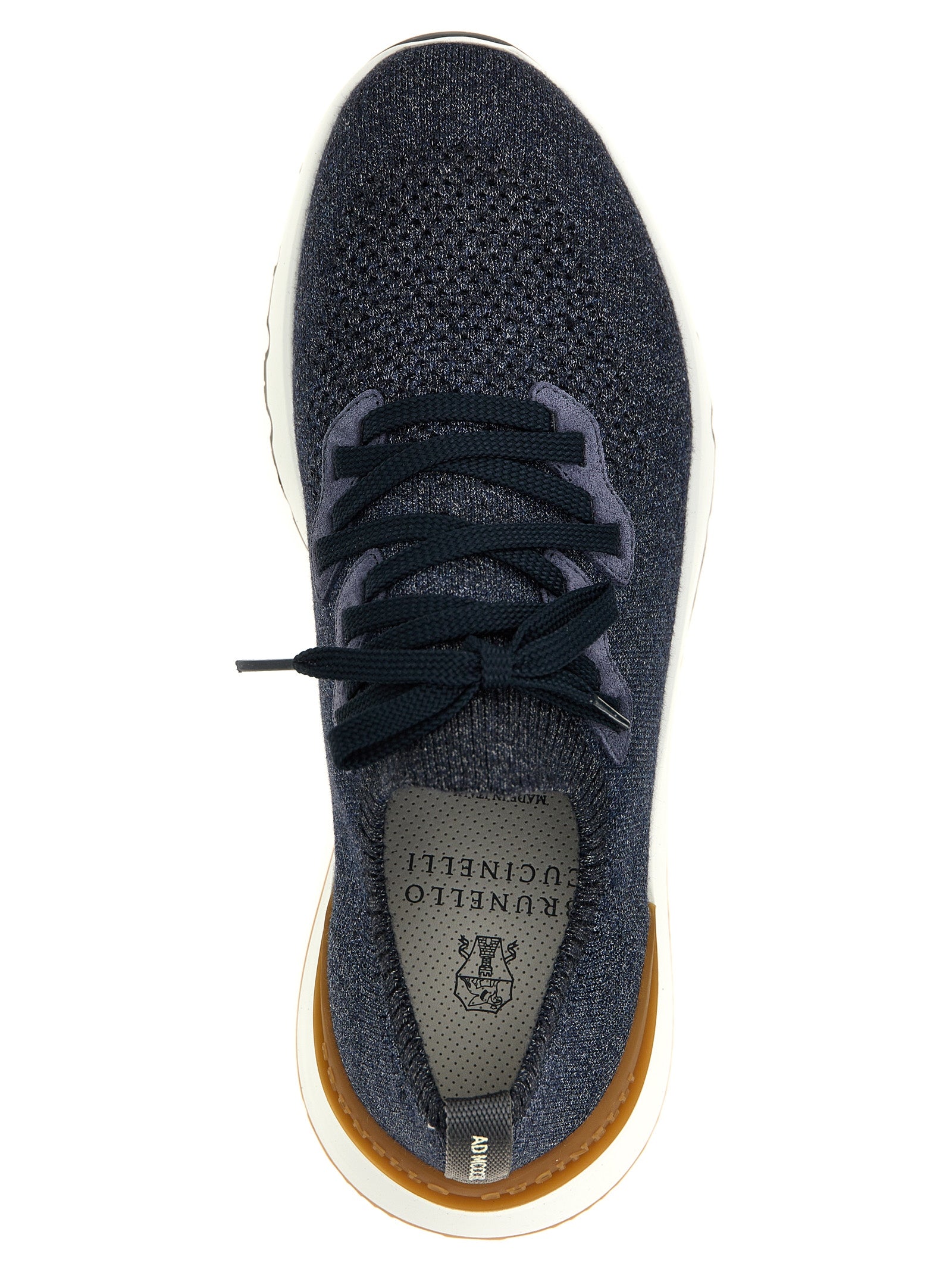 Brunello Cucinelli Blaue Baumwoll-Sneaker im Athletic-Stil