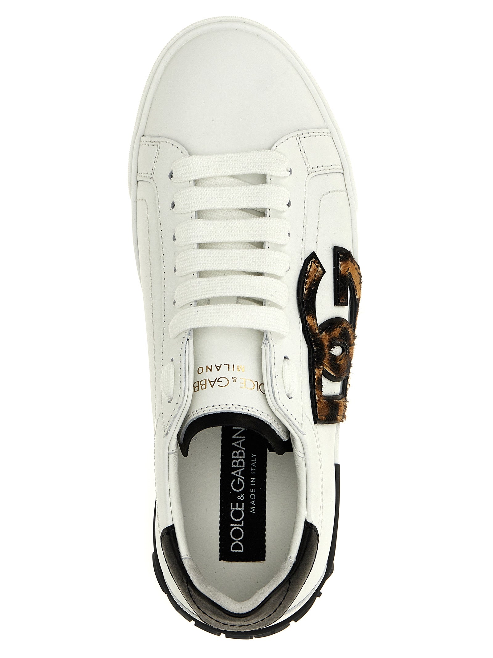 Dolce & Gabbana Mehrfarbige Kalbsleder-Sneaker mit niedrigem Schaft