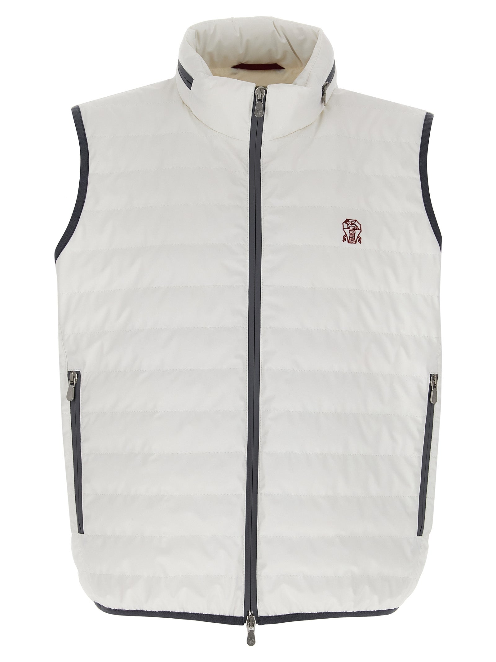 Brunello Cucinelli Weiße ärmellose Jacke aus Polyamid